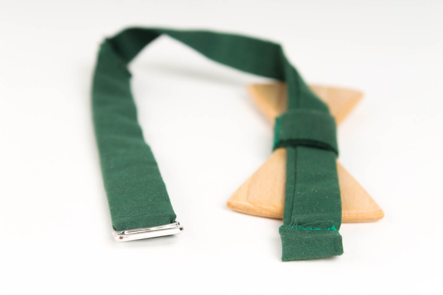 Corbata de lazo verde de madera artesanal pajarita moderna accesorio unisex foto 3