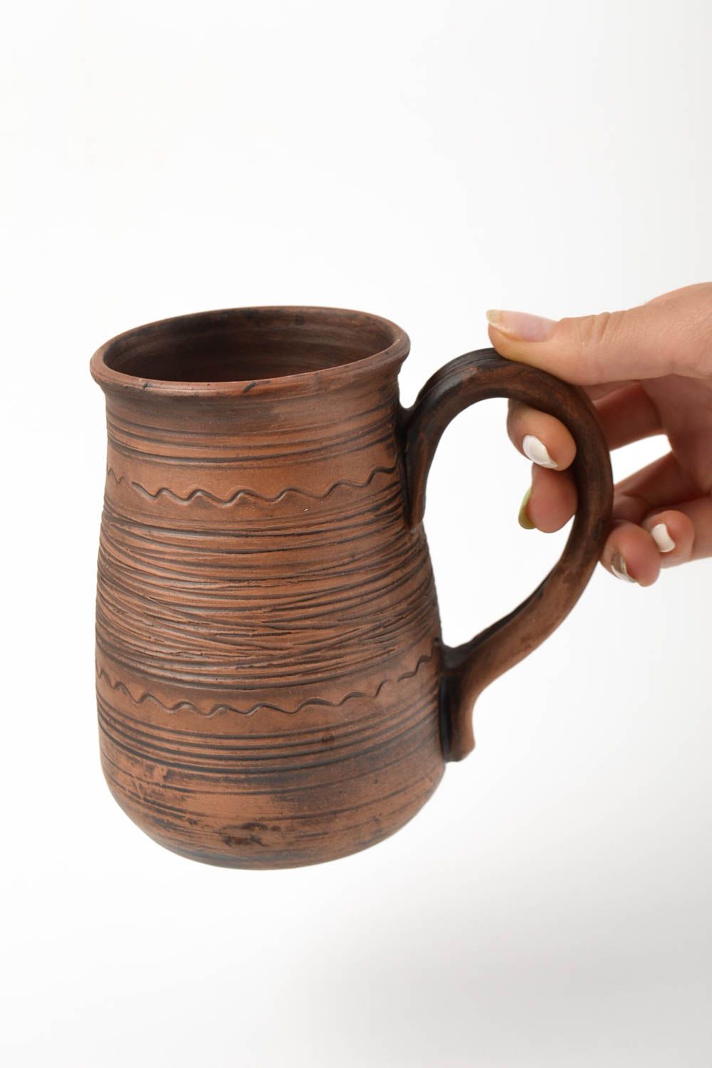 Tasse céramique Mug original fait main 50 cl marron pour thé Vaisselle design photo 3