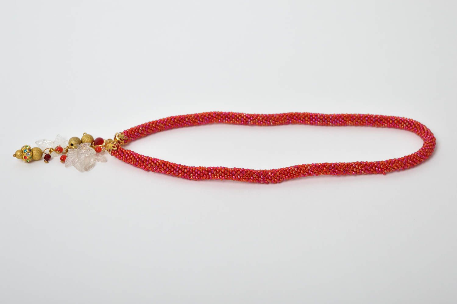 Handmade red stylish necklace beaded elegant necklace female jewelry gift photo 4