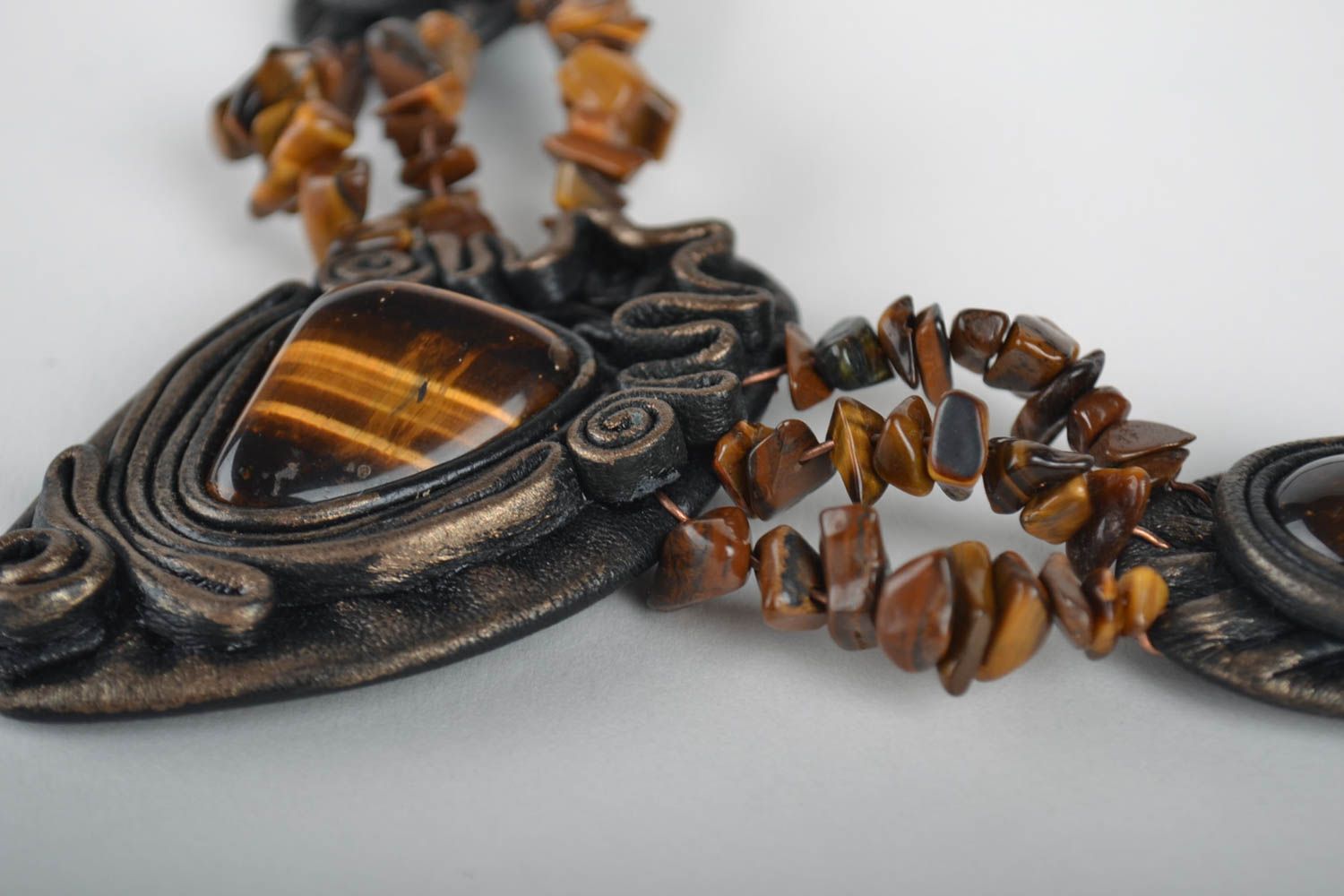 Naturstein Kette Handgemachter Schmuck Halsschmuck F r Damen Aus Leder 