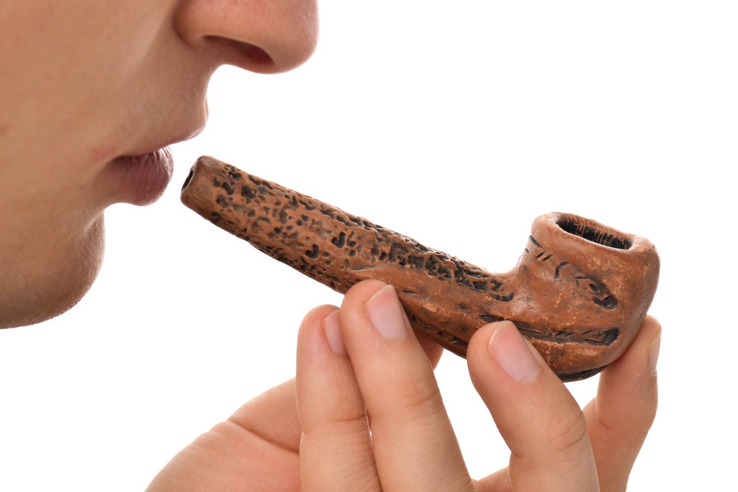 Kleine Pfeife Keramik Handarbeit Geschenk für Männer Rauch Zubehör aus Ton foto 1