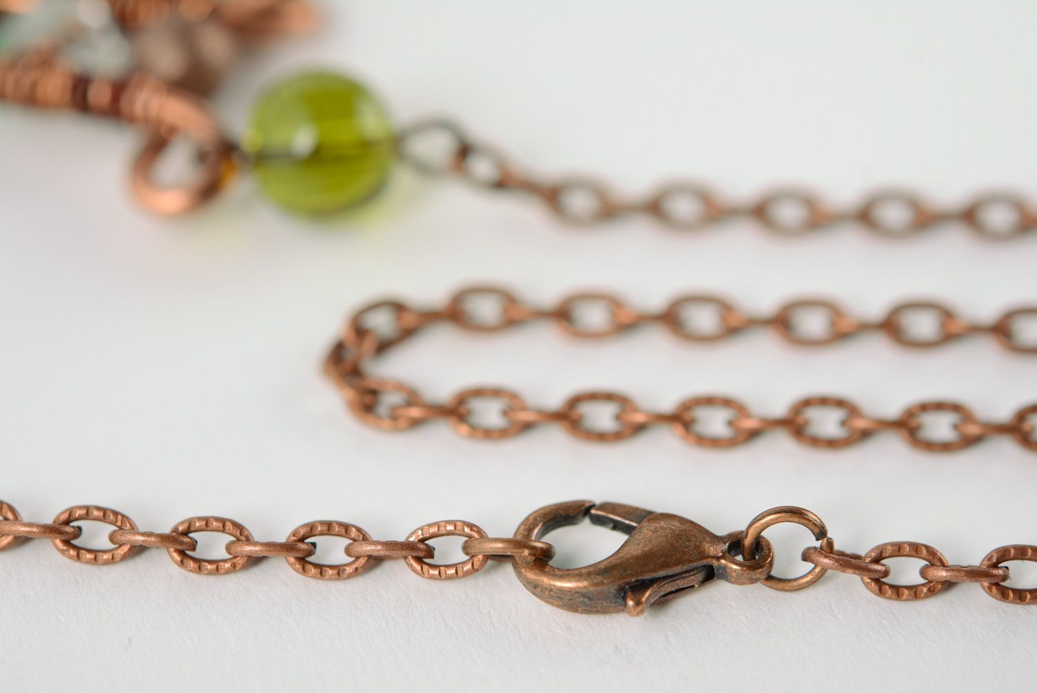Handmade wire wrap copper necklace with natural moss coated with epoxy photo 5