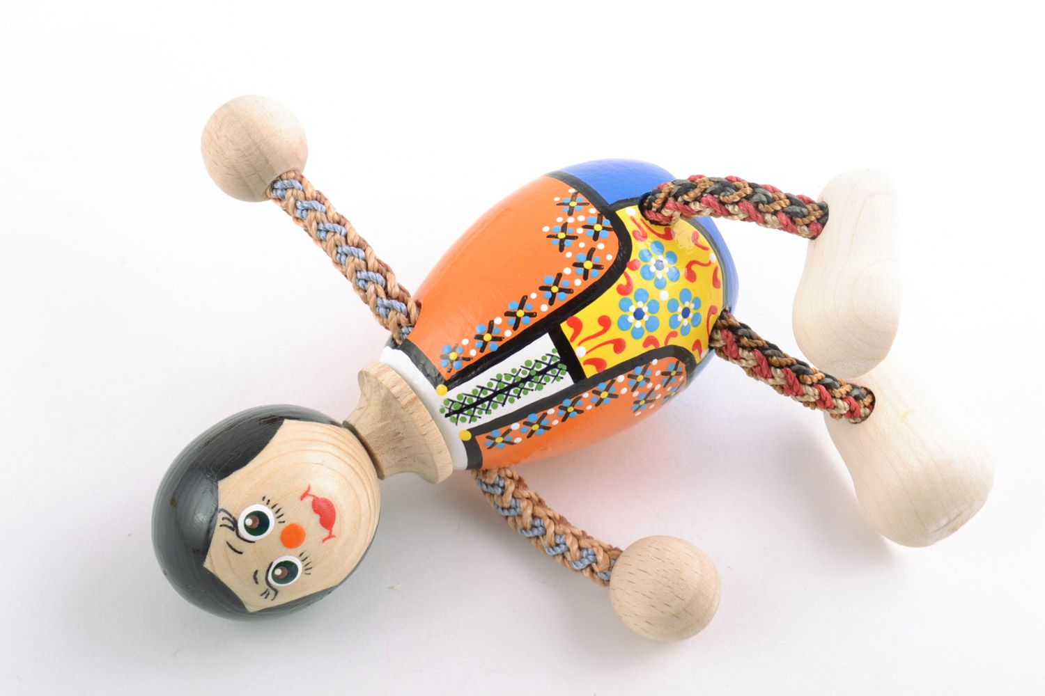 Handmade decorative wooden doll with painting perfect present for children photo 4