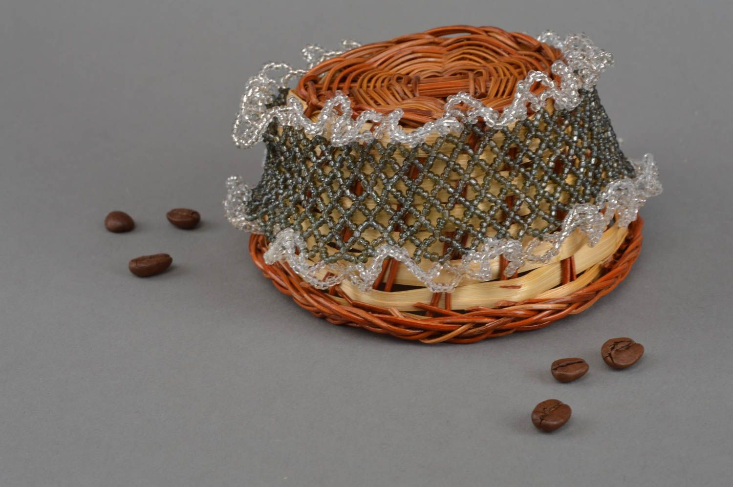Ожерелье из бисера и бусин плетеное ручной работы авторское красивое женское фото 1