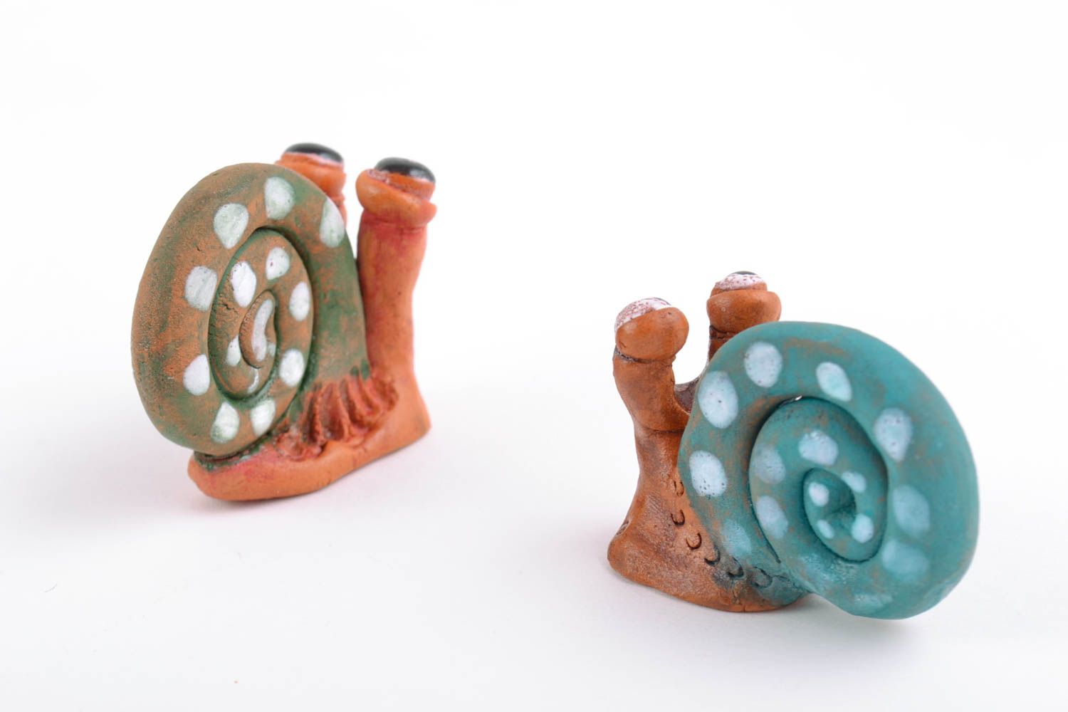 Lustige keramische Figurinen handmade bemalte in Form von Schnecken 2 Stück für Interieur Dekor
 foto 5