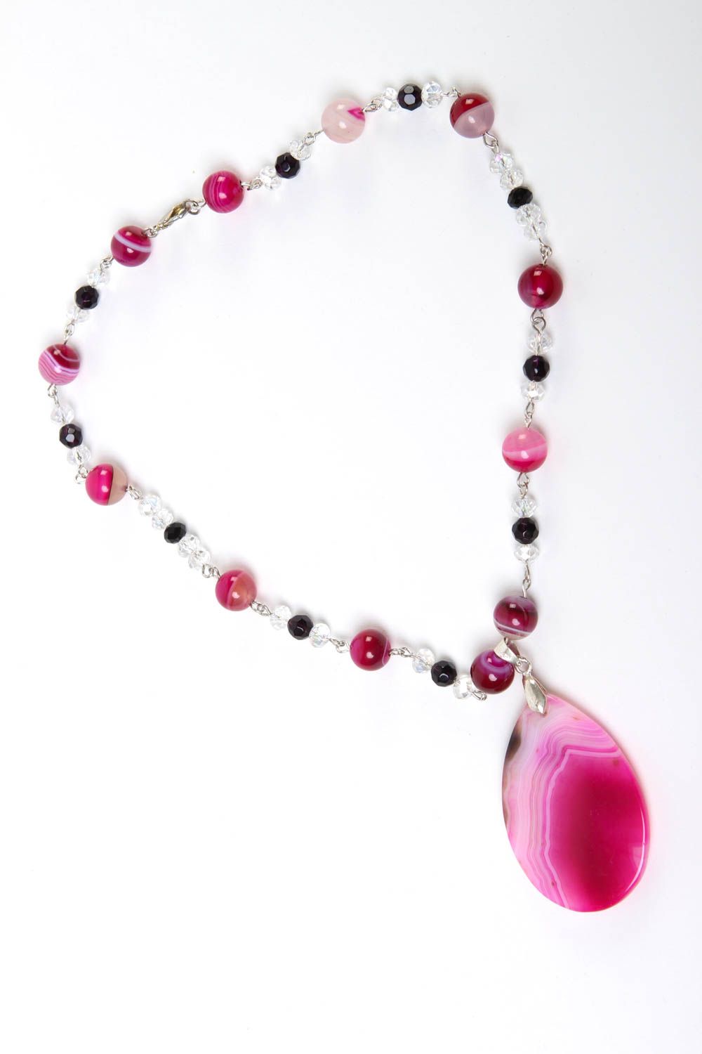 Collier pierres naturelles Bijou fait main agate cristal rose Accessoire femme photo 2