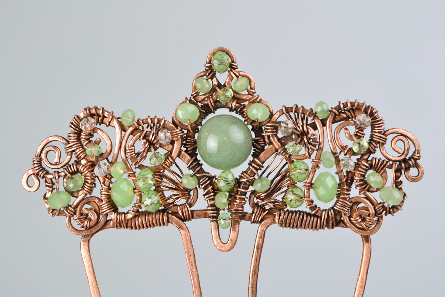 Copper hair pin with nephrite photo 3