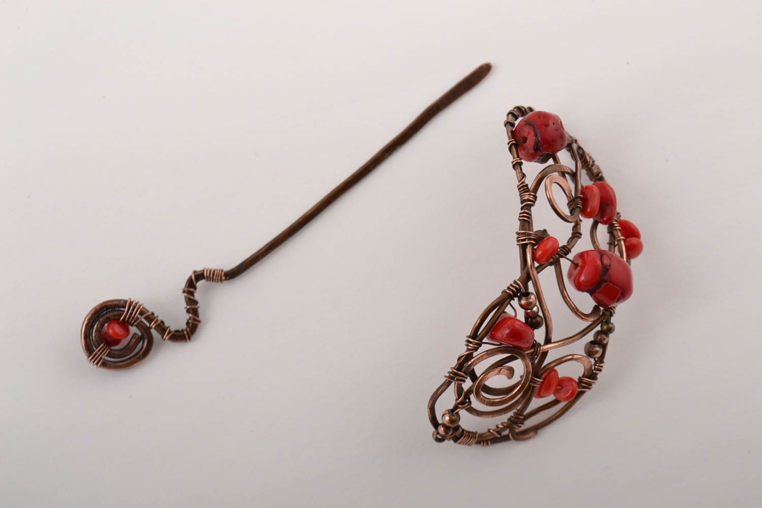 Handmade hair clip designer accessory unusual jewelry copper hair clip photo 2