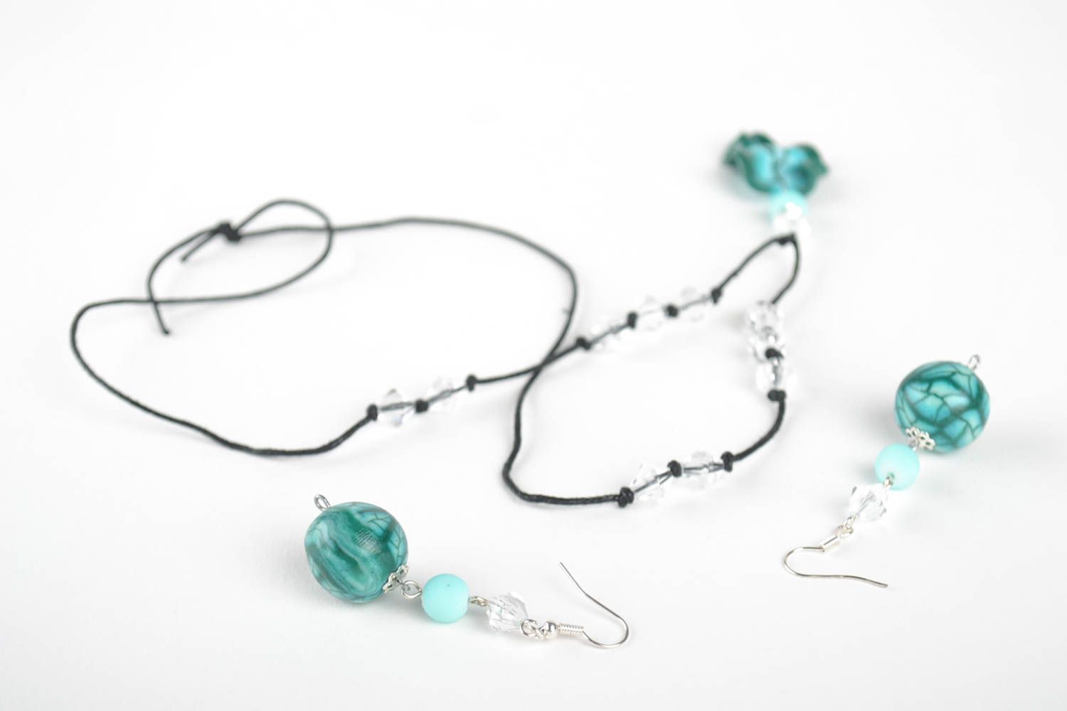 Handmade jewelry pendant necklace designer earrings jewelry set polymer clay photo 4