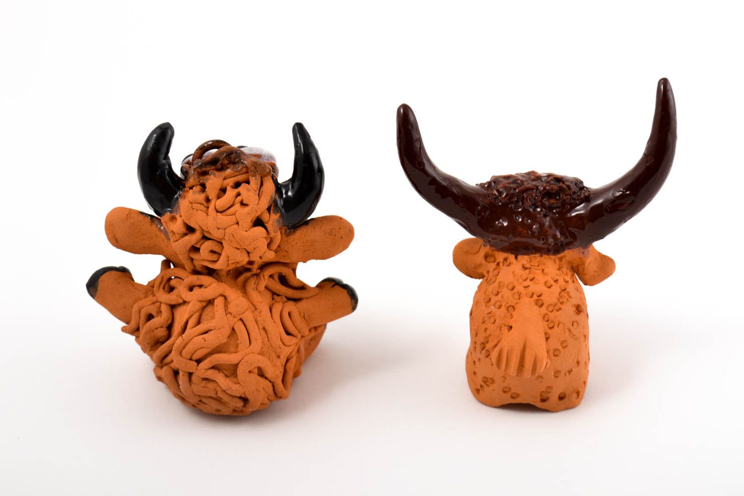 Animaletti in ceramica fatti a mano set di due figurine souvenir di terracotta foto 2