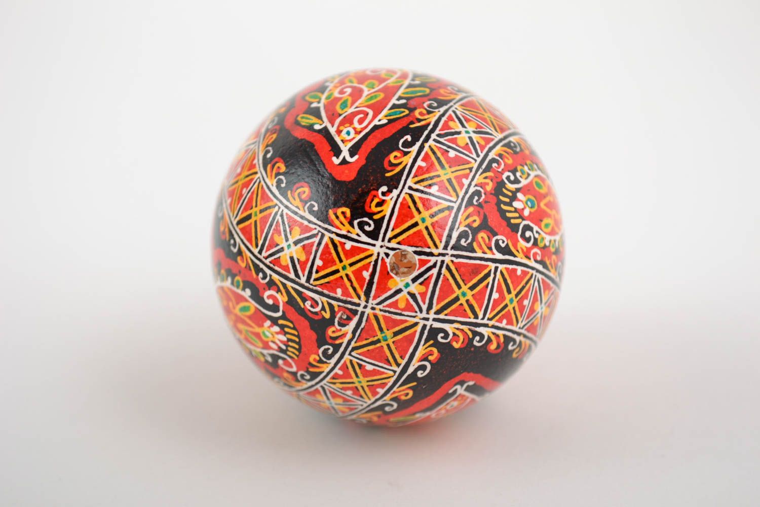 Red and black beautiful handmade painted Easter egg for home decor photo 5