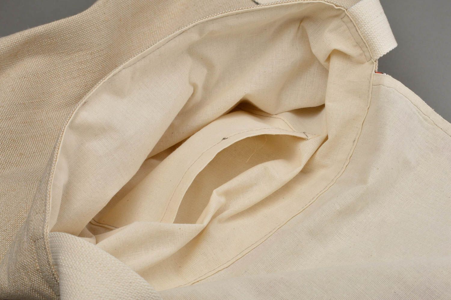 Sac en tissu de lin et coton avec imprimé renards fait main pour femme photo 4
