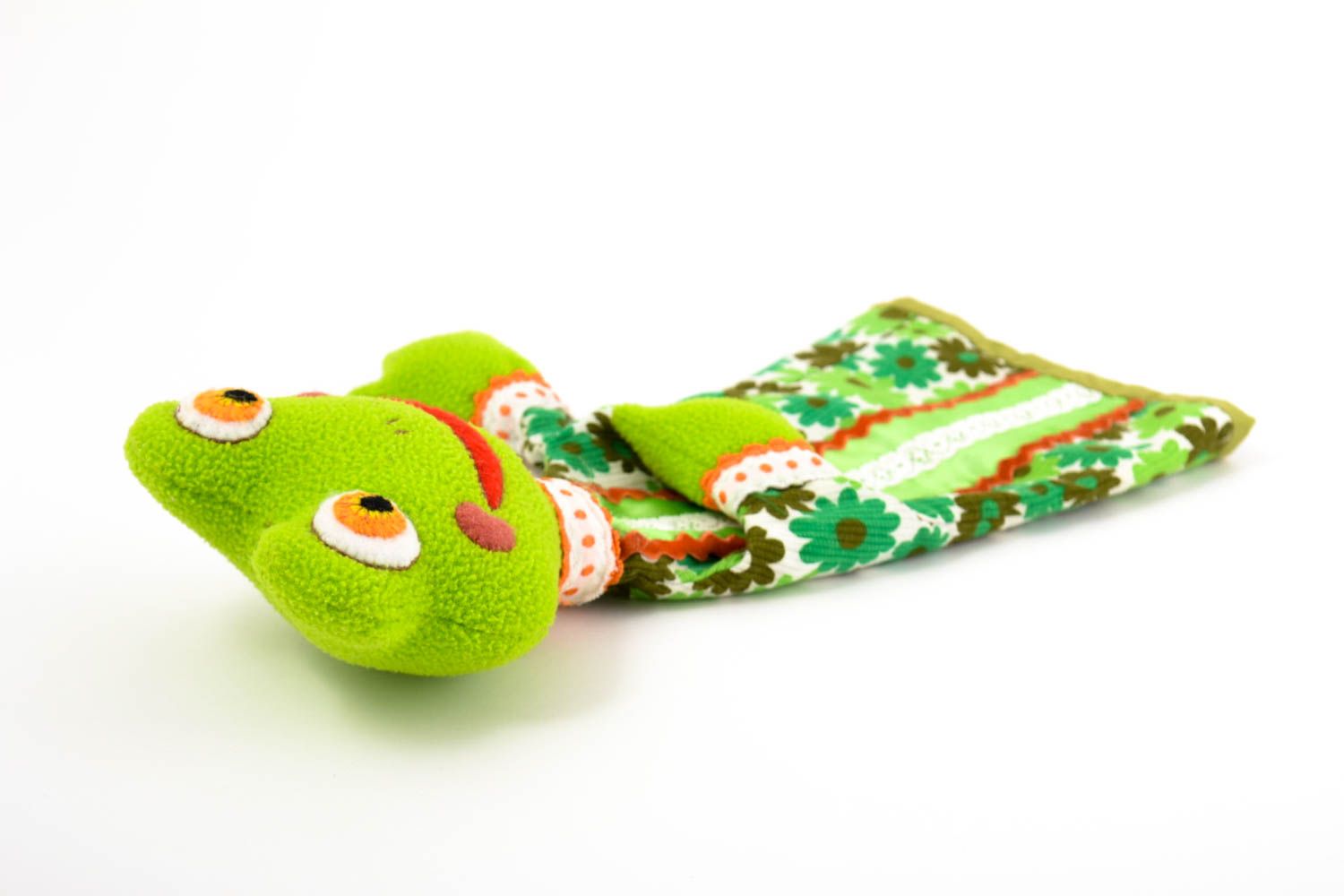 Spielzeug Frosch handmade Finger Puppe Geschenk Idee Fingerpuppen Tier in Grün foto 4