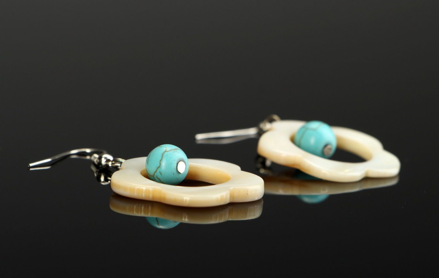 Earrings with nacre and turquoise photo 1