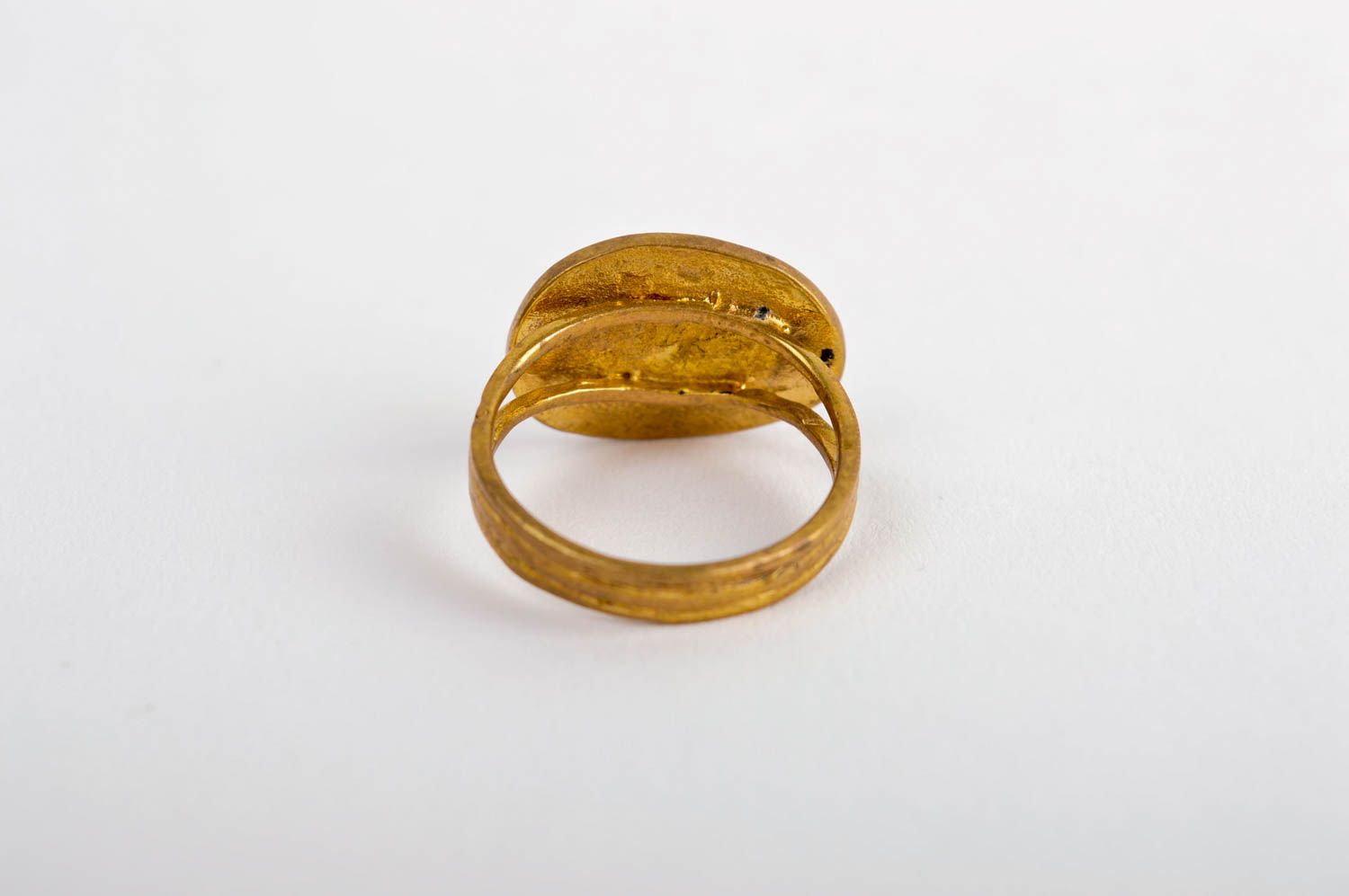 Кольцо ручной работы украшение из латуни модное кольцо желтое красивое фото 4