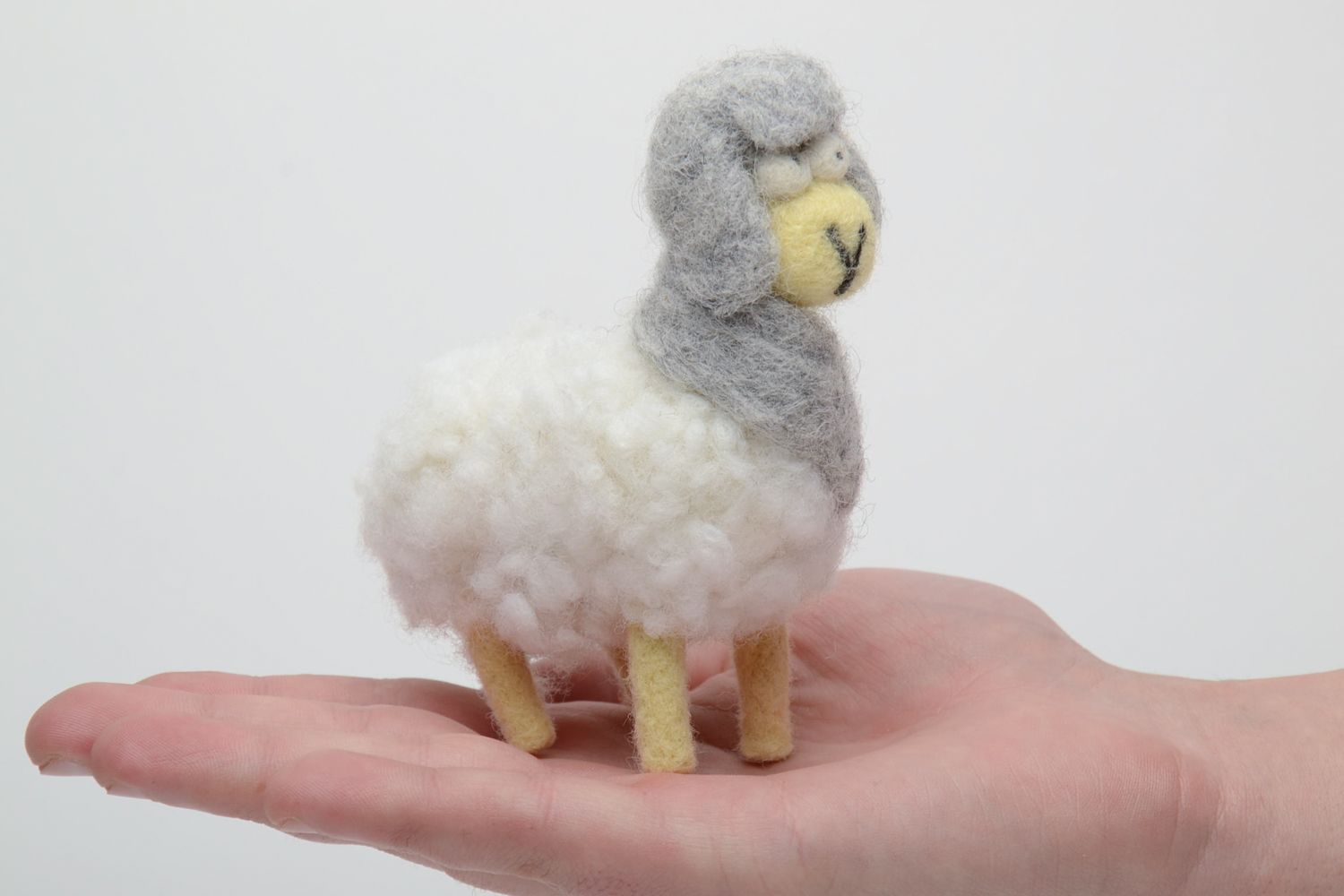 Interior toy felted of wool Lamb with Scarf photo 5
