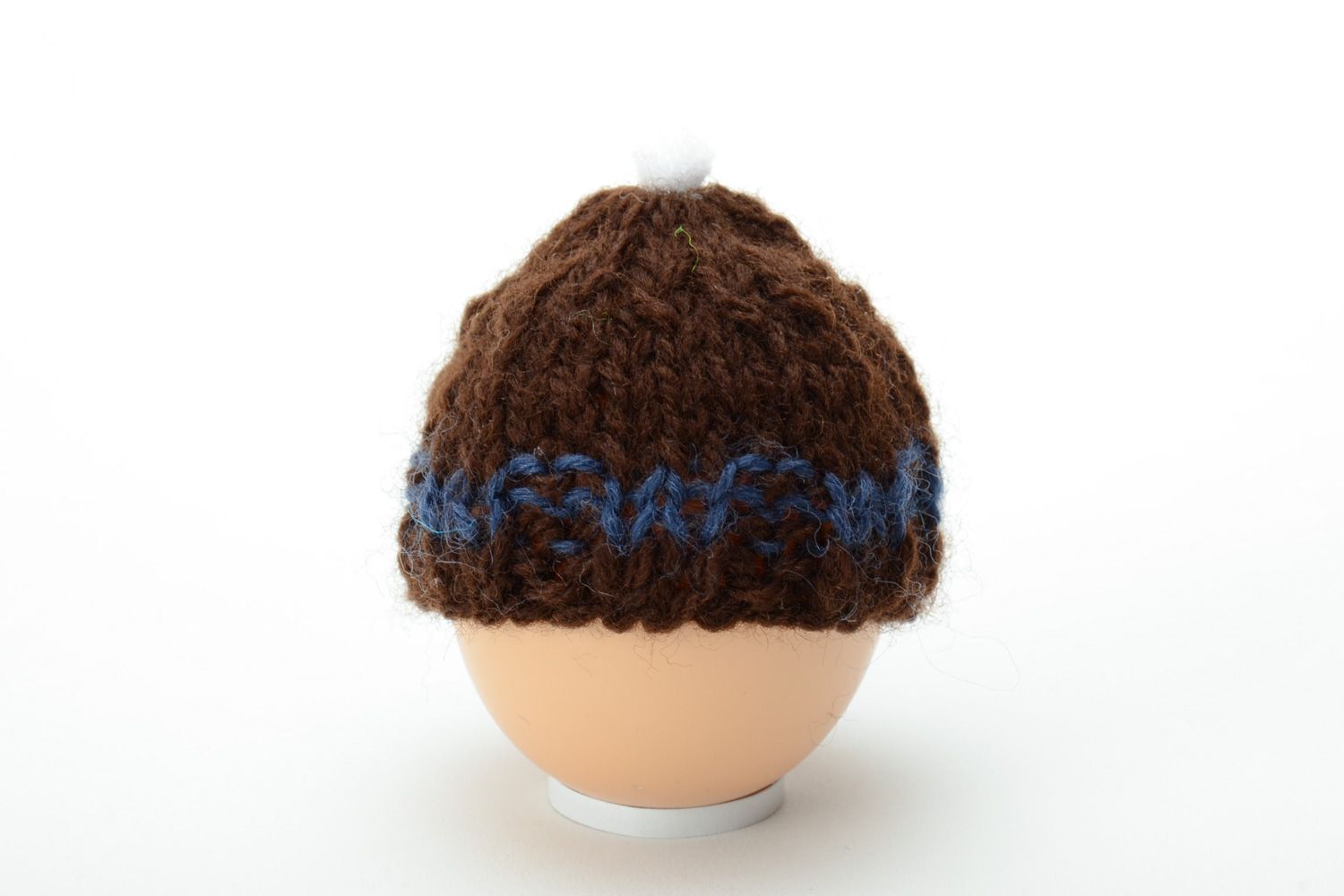 Bonnet pour oeuf de Pâques tricoté au crochet fait main brun original décoration photo 2