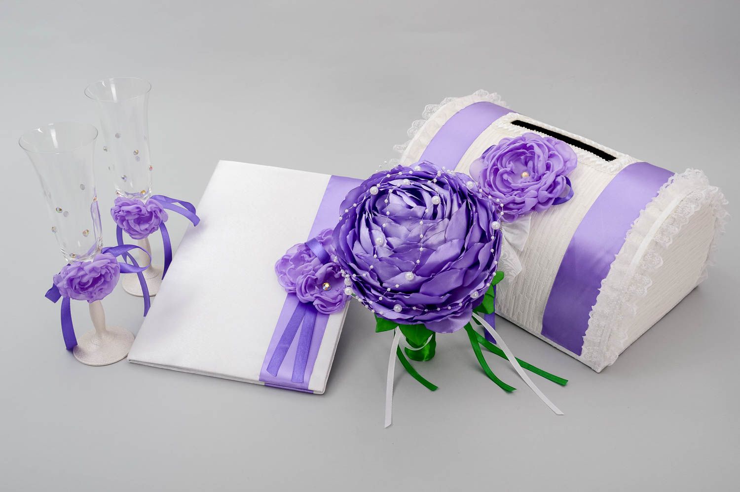 Box Geschenk handgefertigt Hochzeit Deko Accessoires für Hochzeit in Lila Weiß foto 4