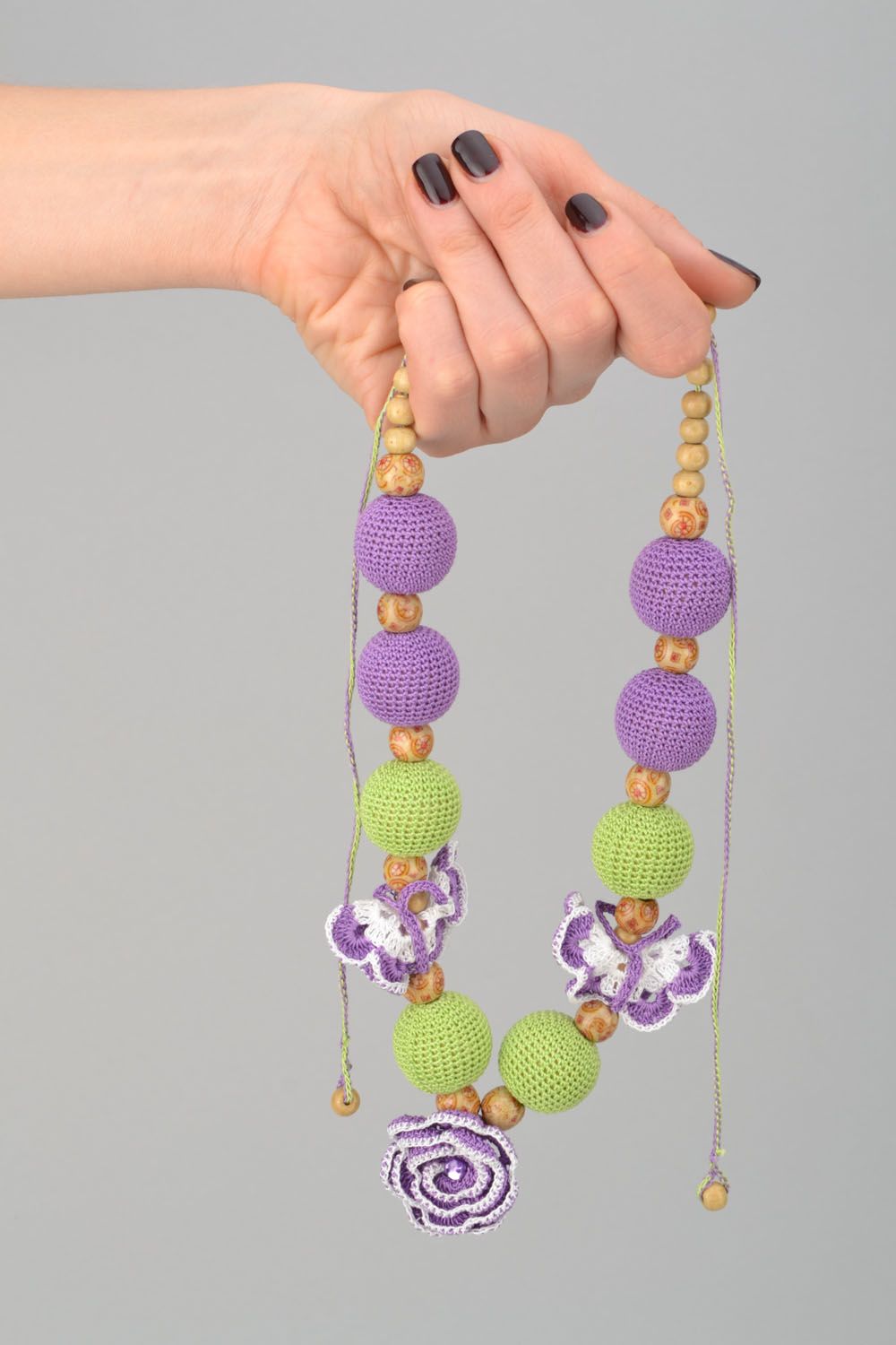 Sling beaded necklace Butterflies photo 2