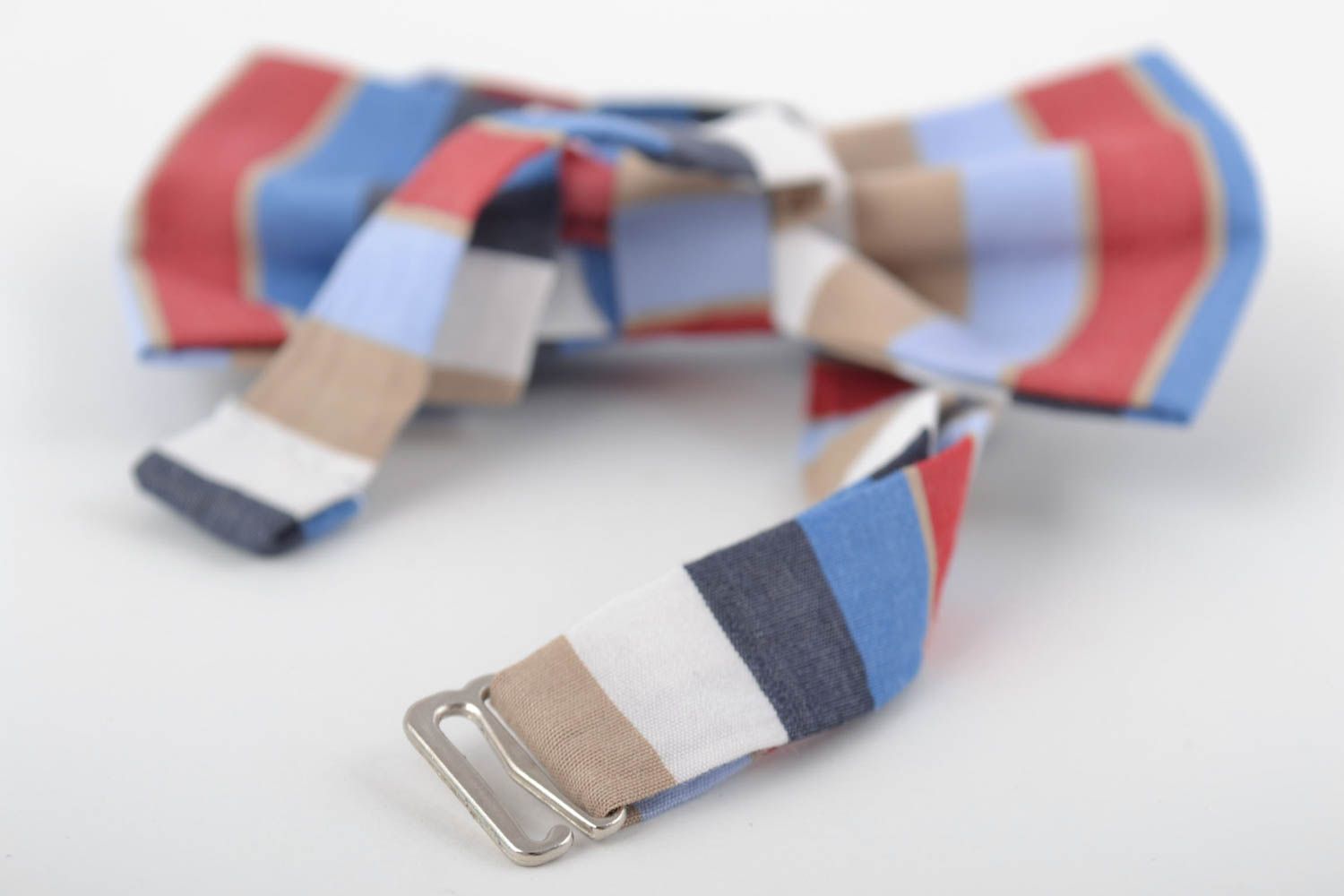 Текстильный галстук-бабочка ручной работы для мужчин и женщин в цветную полоску фото 5