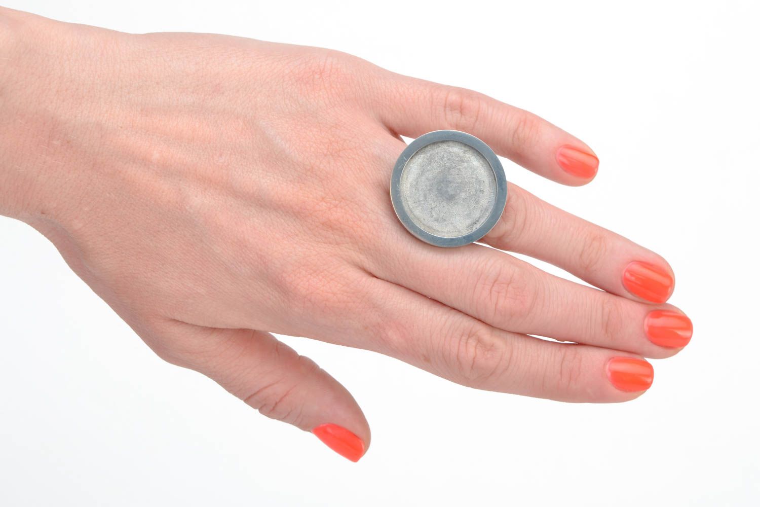 Заготовка для кольца круглая большая с регулируемым размером из металла хэнд мейд фото 5
