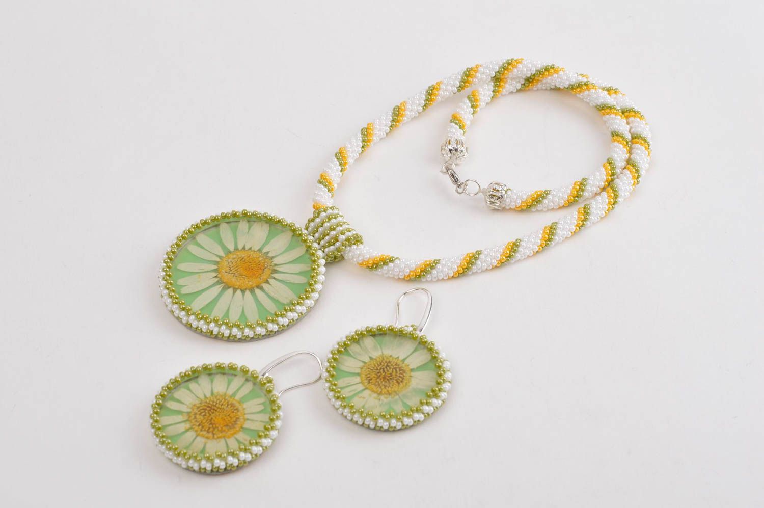 Handmade earrings unusual accessory gift ideas designer pendant jewelry set photo 5