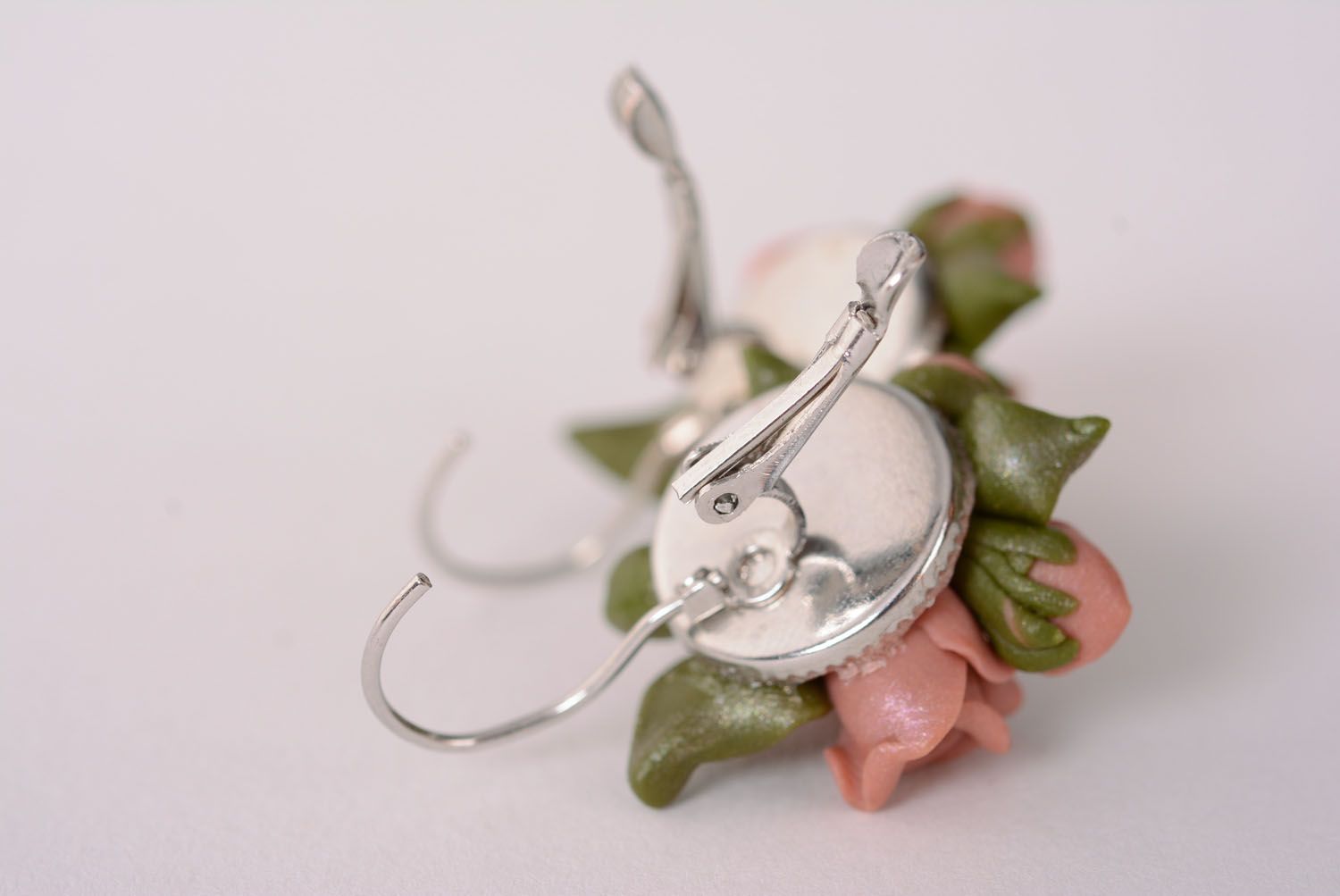 Polymer clay earrings Roses photo 5