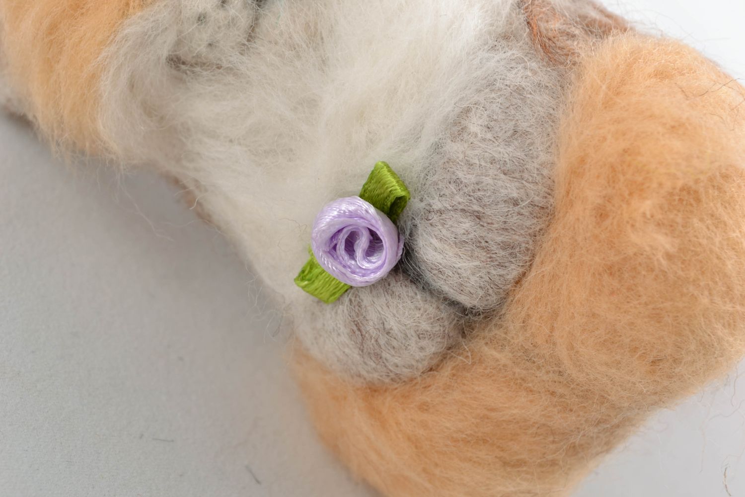 Peluche feutrée faite main en laine de mérinos australien Chat roux photo 4