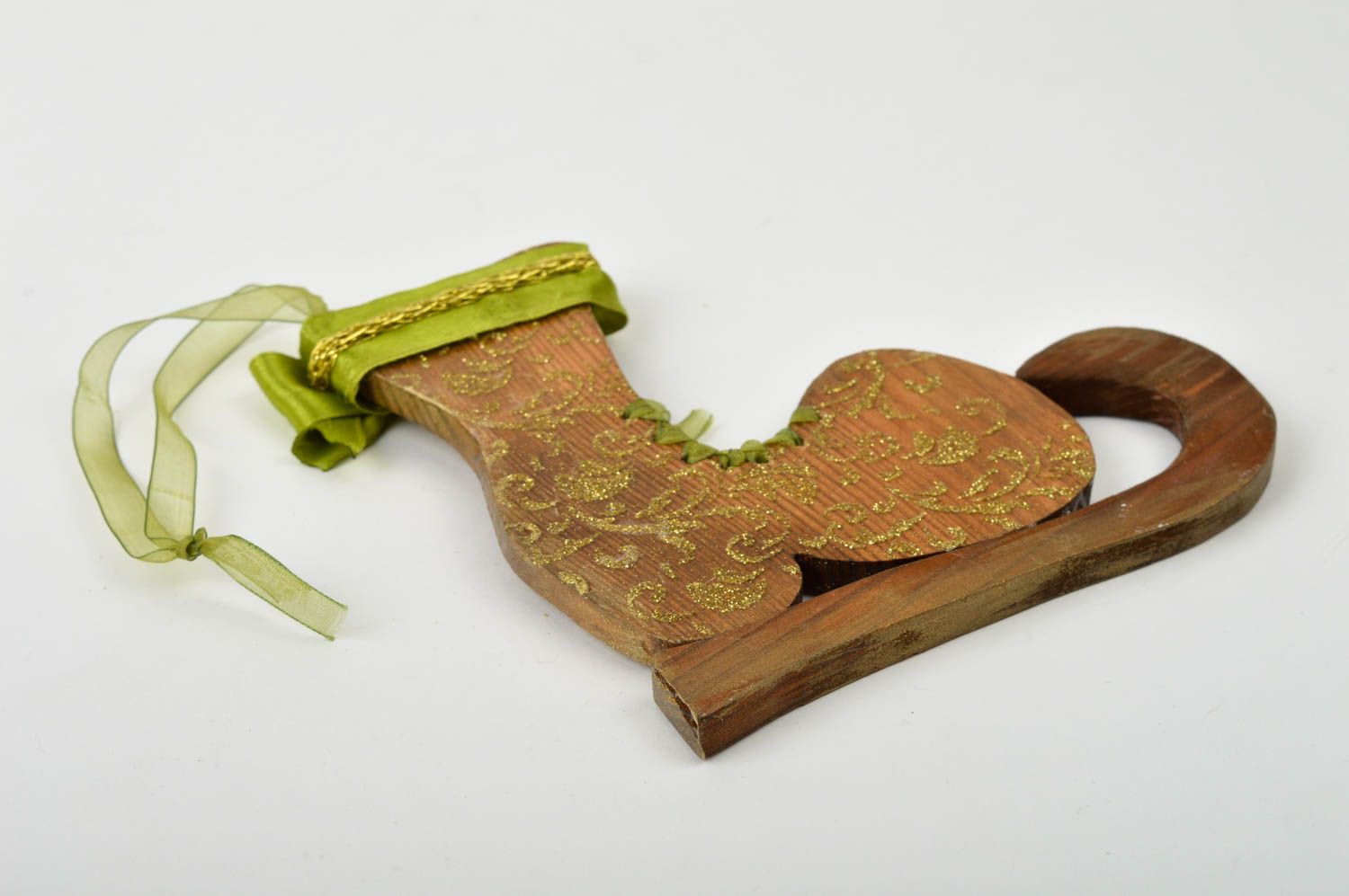 Tannenbaum Spielzeug handmade originelles Geschenk Holz Figur Schlittschuh foto 5