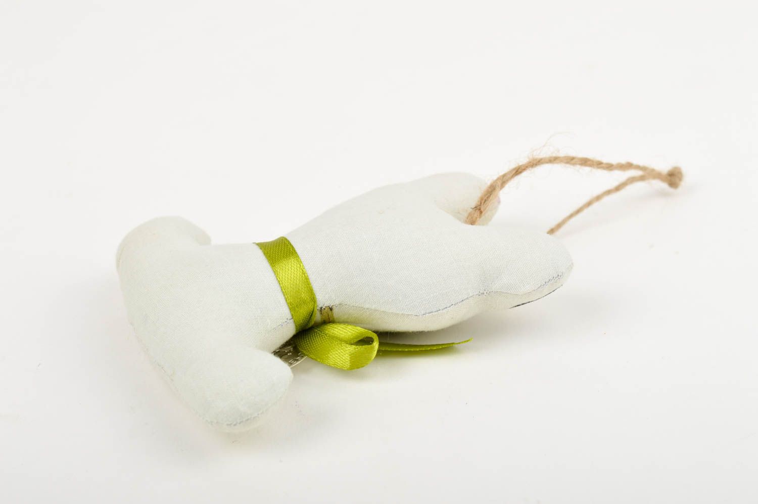 Stoff Kuscheltier handgefertigt Frosch Spielzeug Deko zum Aufhängen in Weiß foto 5