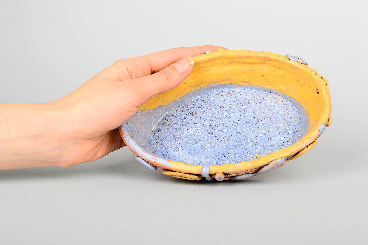 Керамическая тарелка хэнд мэйд глиняная посуда расписная тарелка оригинальная фото 2
