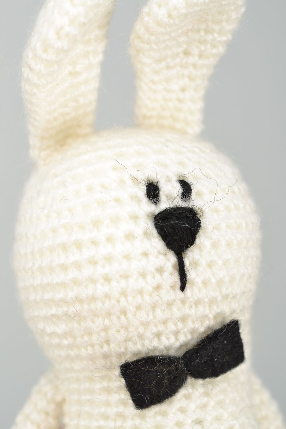 Soft crochet woolen toy Rabbit with Bow Tie photo 3