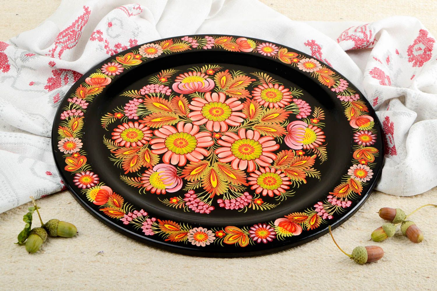 Handmade wooden painted plate designer cute wall decor decorative use only photo 1