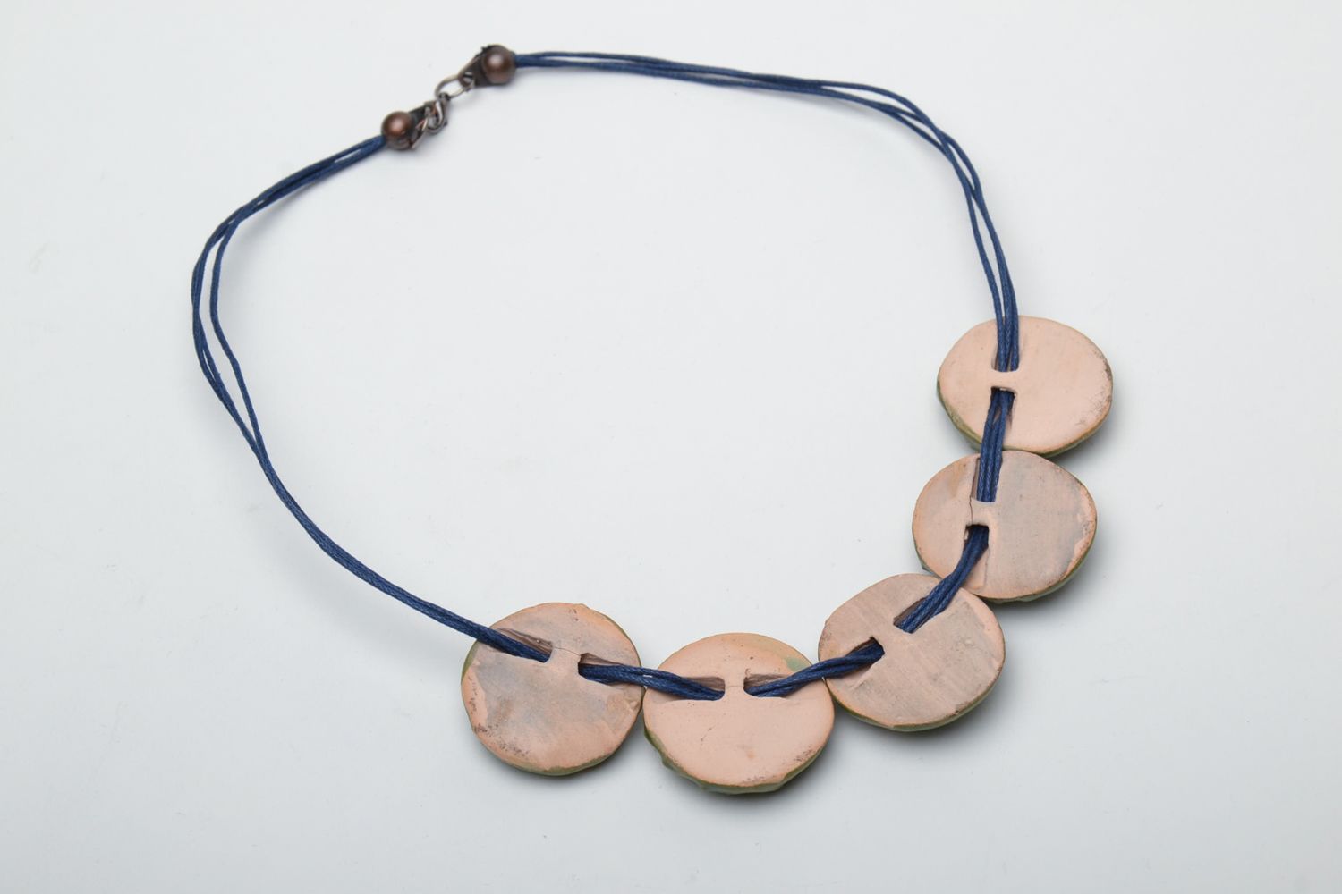 Unusual handmade ceramic bead necklace photo 4