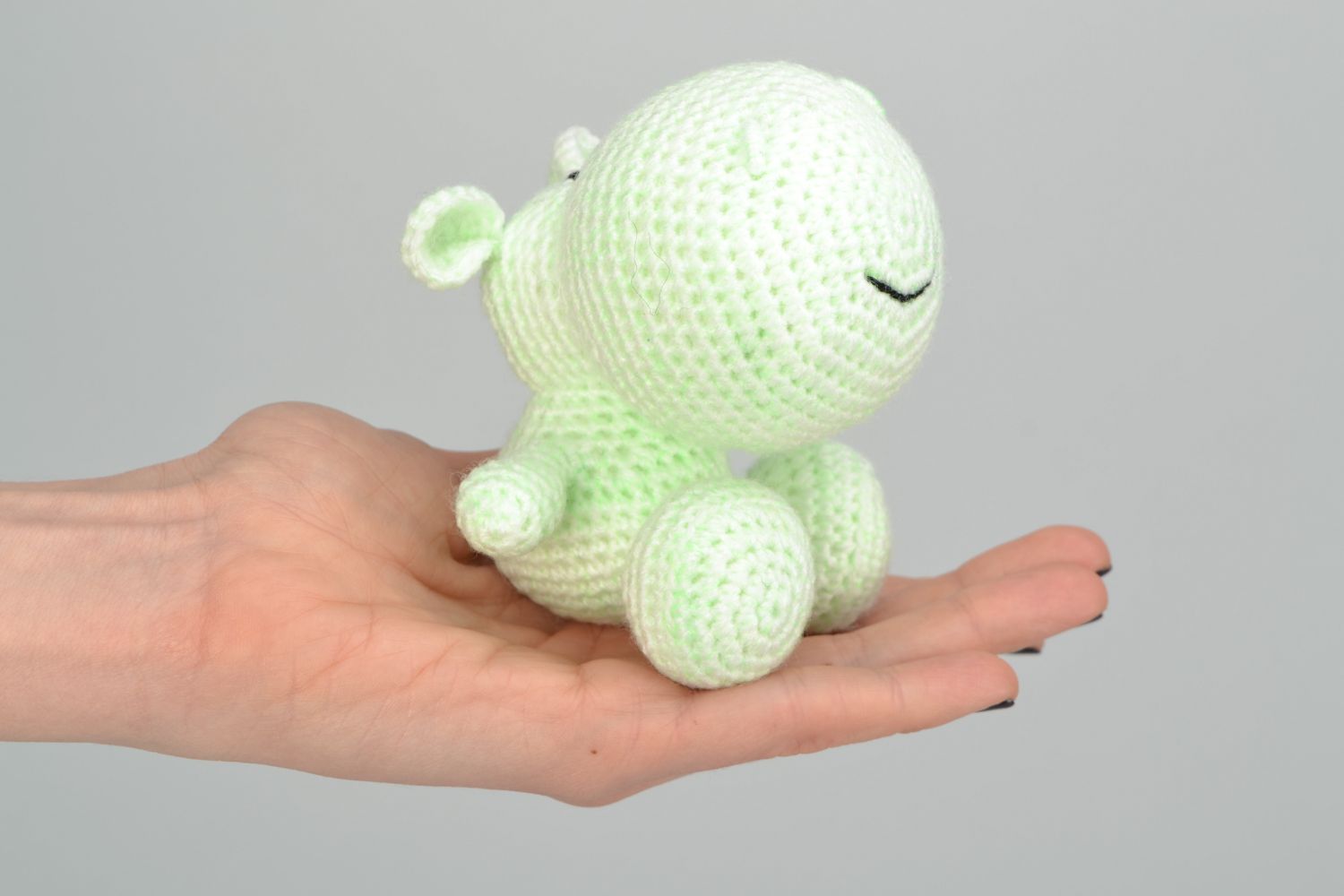 Small crochet woolen toy Hippo photo 1