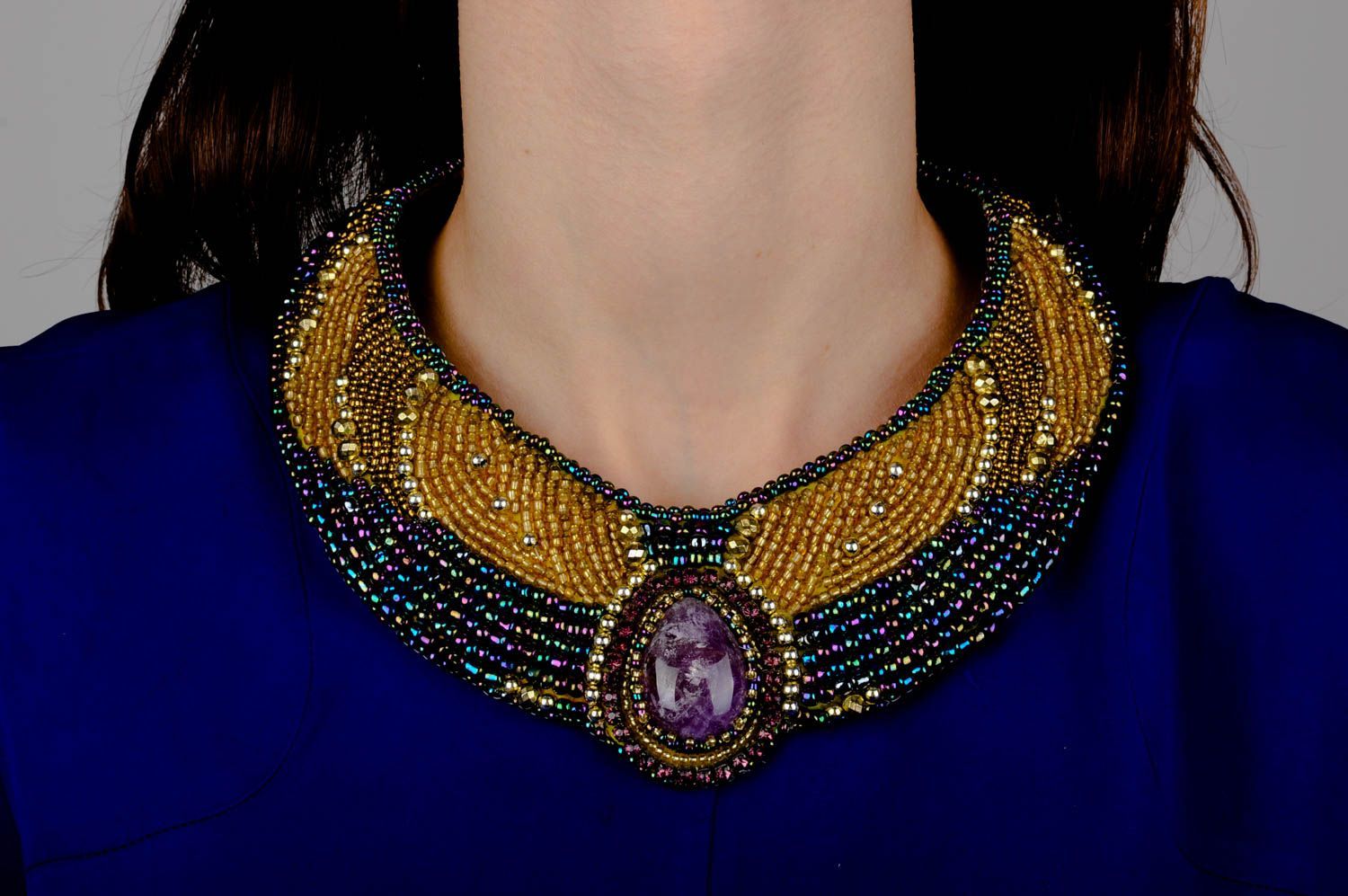 Handmade designer necklace unusual beaded necklace elegant cute jewelry photo 5