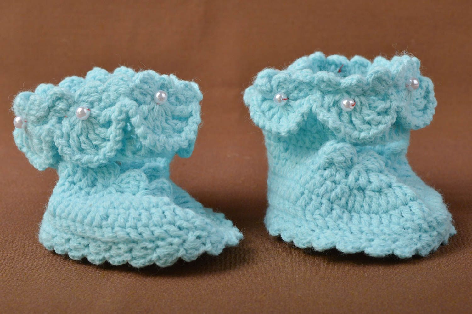 Handmade Baby Häkelschuhe schöne Babyschuhe Geschenkidee für Baby blau foto 1