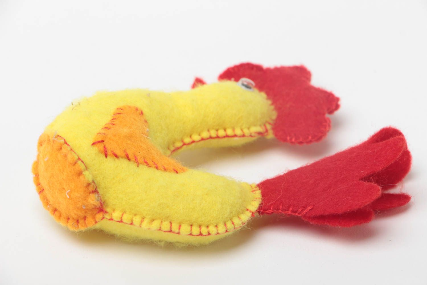 Rooster toy made of felt soft yellow handmade little designer present for baby photo 4