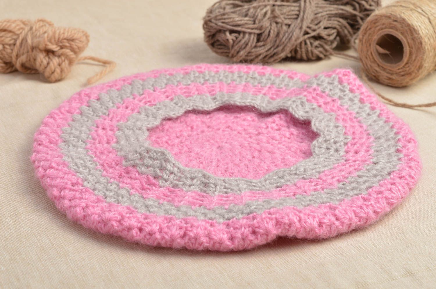 Handmade crochet beret baby hat crochet hats for babies accessories for girls photo 1