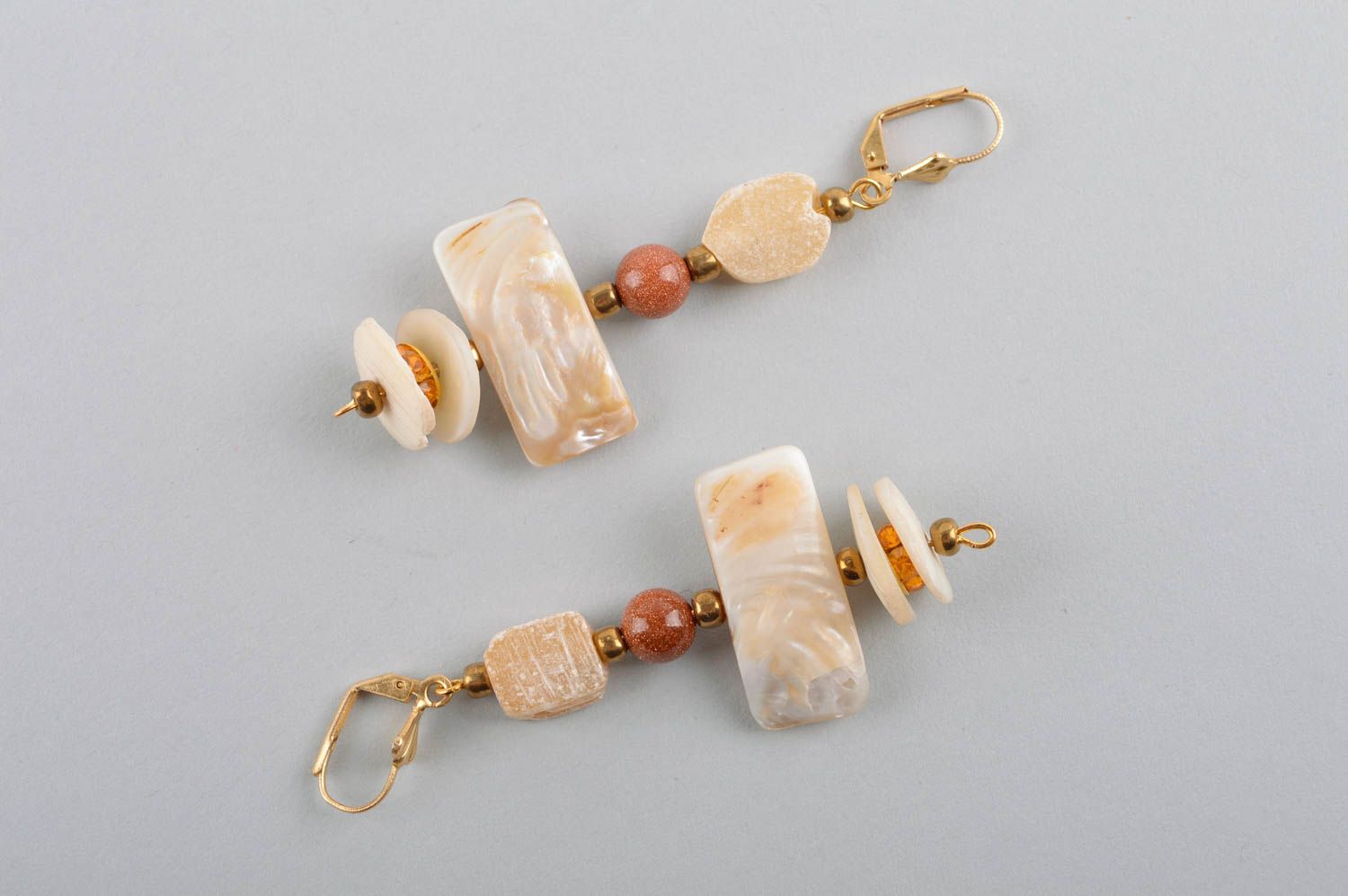 Handmade earrings with natural stones long earrings with charms stone jewelry photo 5