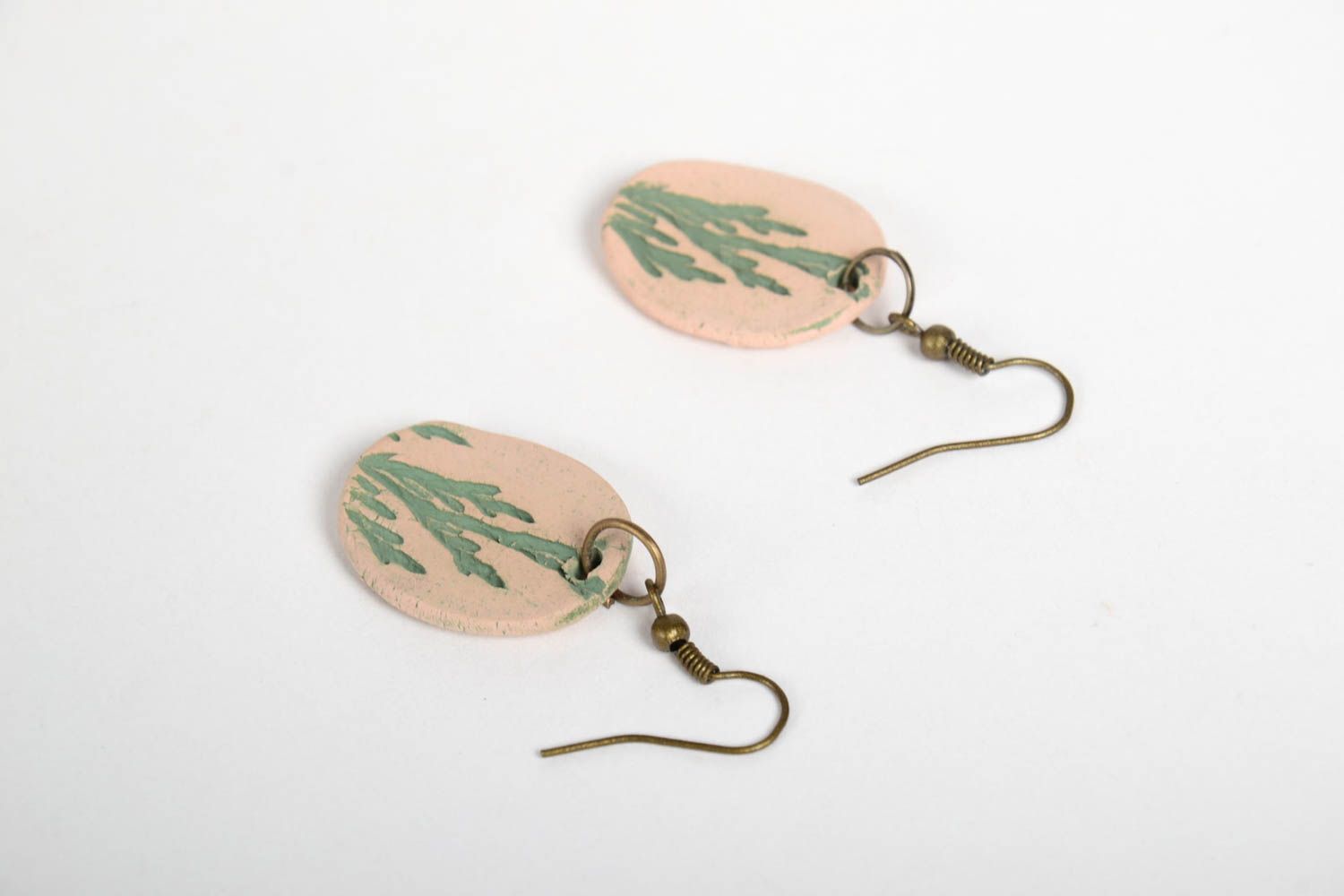 Handmade Ohrringe runde Ohrhänger Geschenk für Frauen Schmuck aus Keramik bemalt foto 4