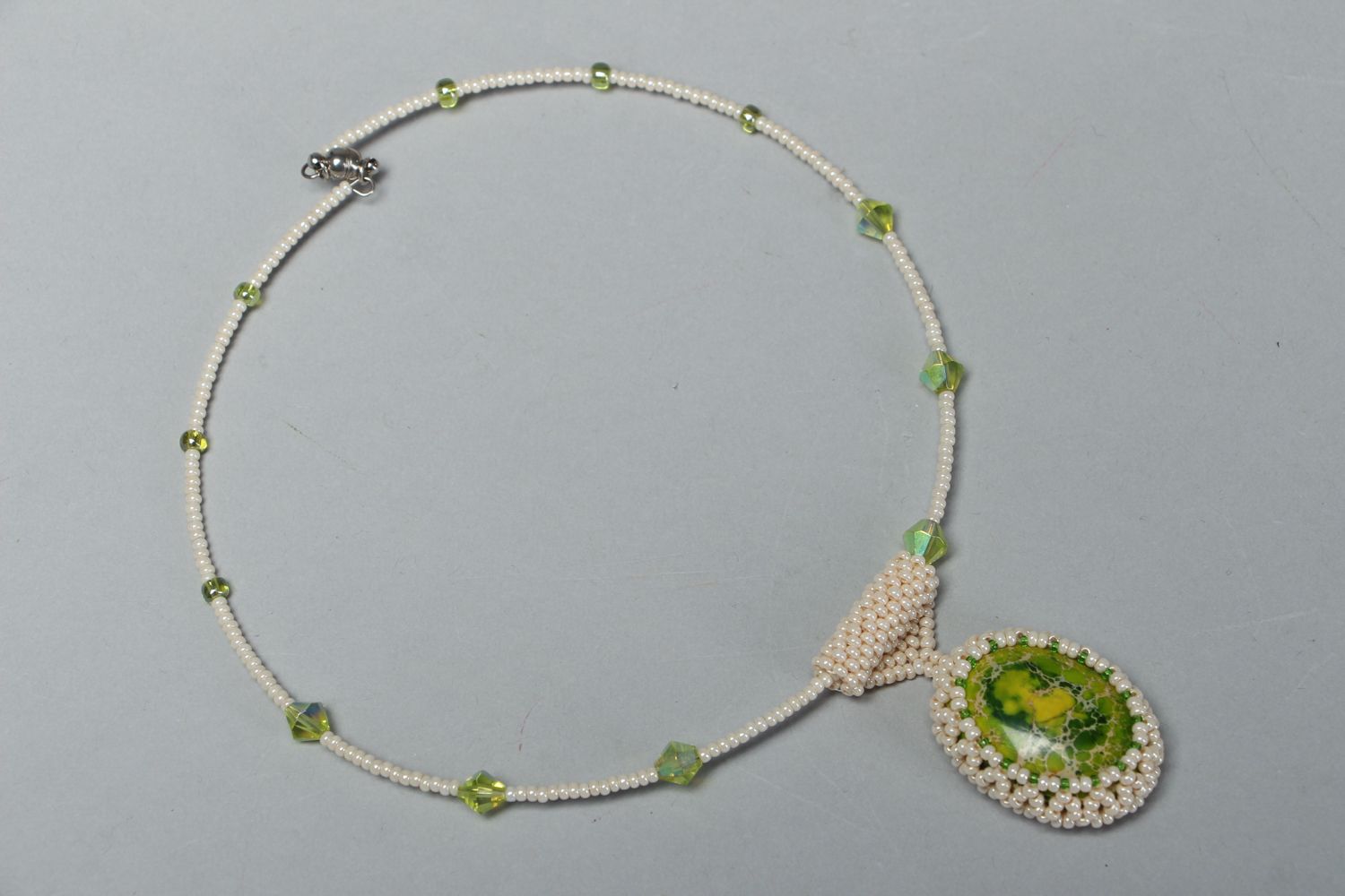 Handmade beaded necklace with variscite photo 1