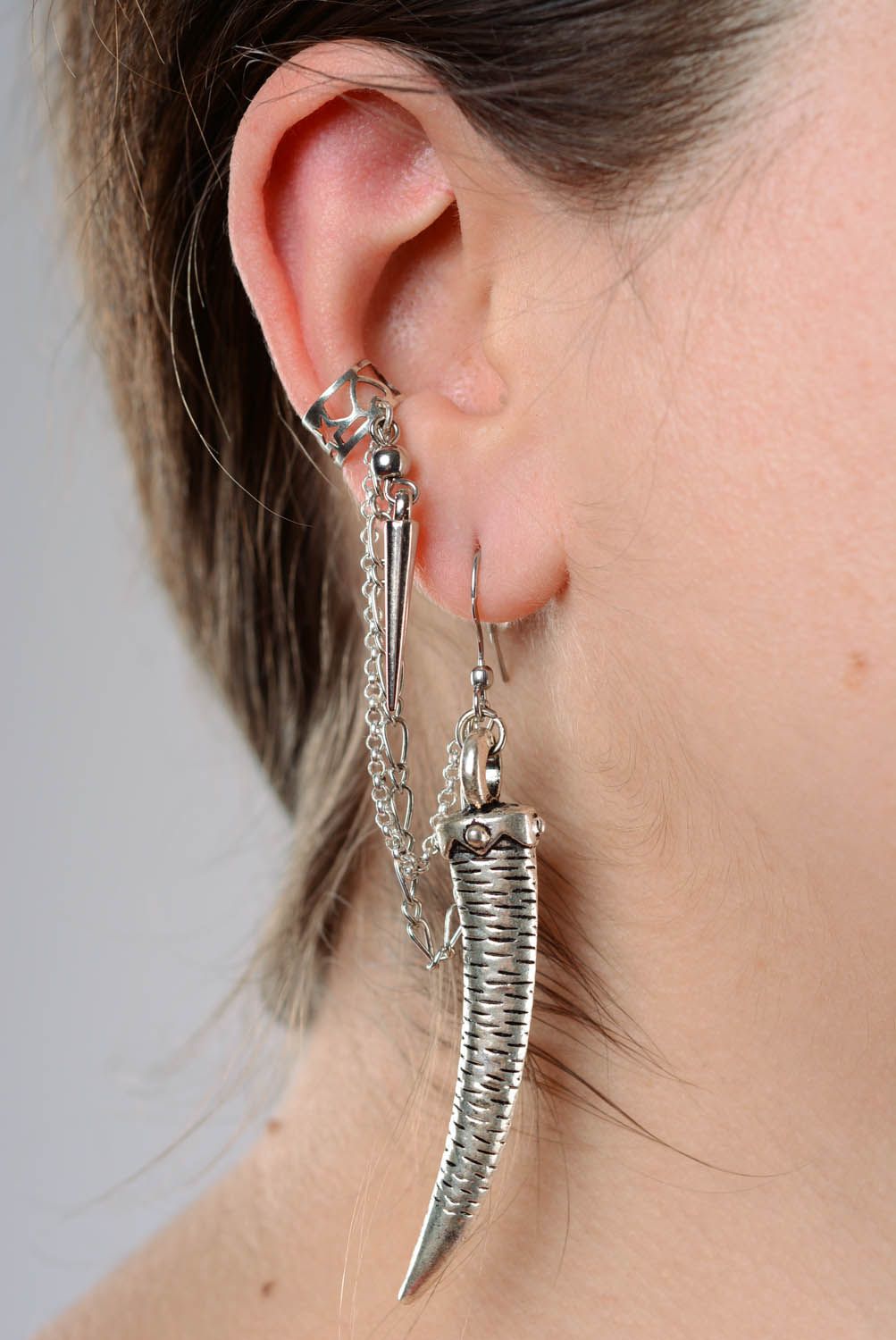 Metal cuff earrings Cornucopia photo 3