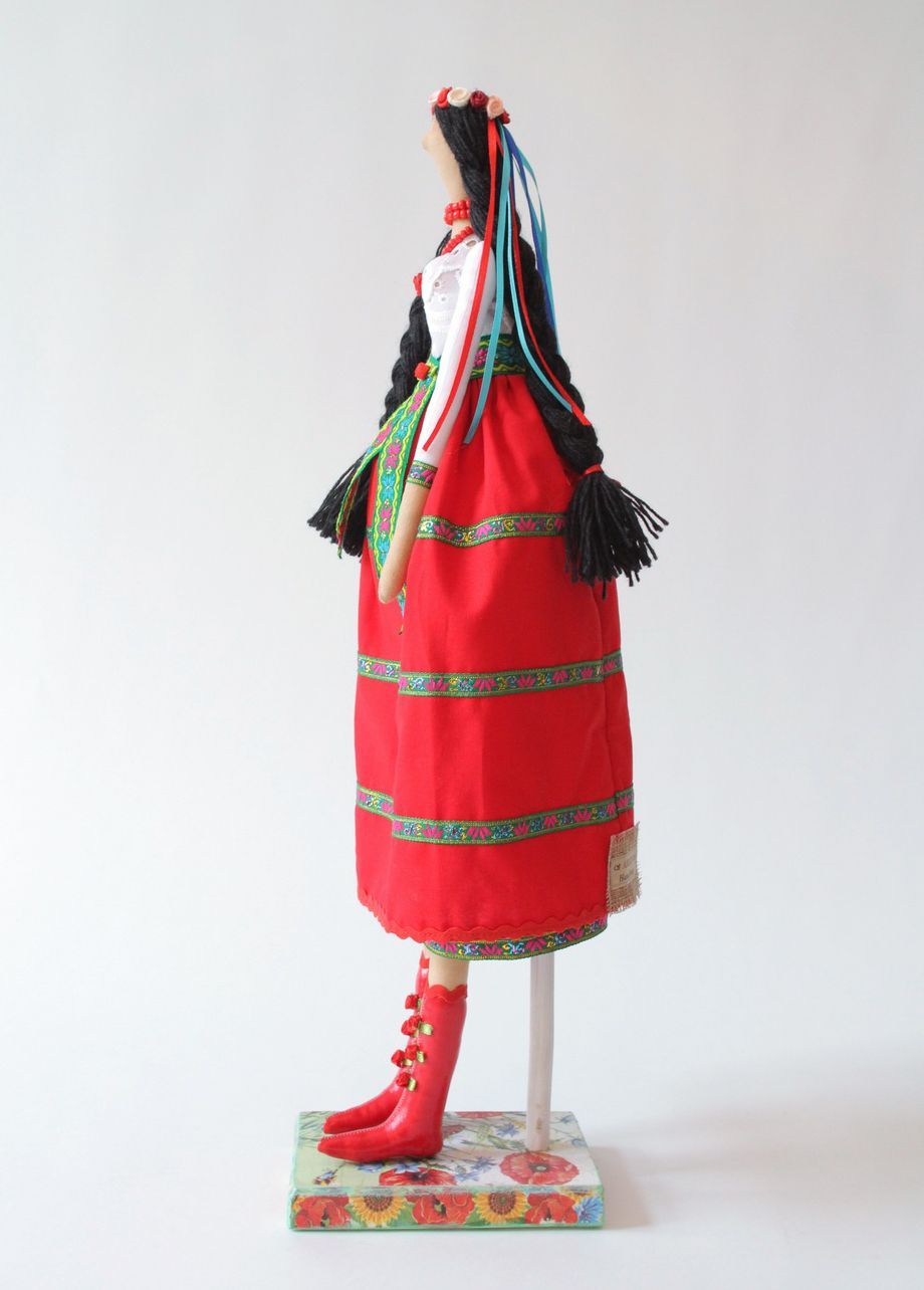 Текстильная кукла на подставке Украинка фото 3