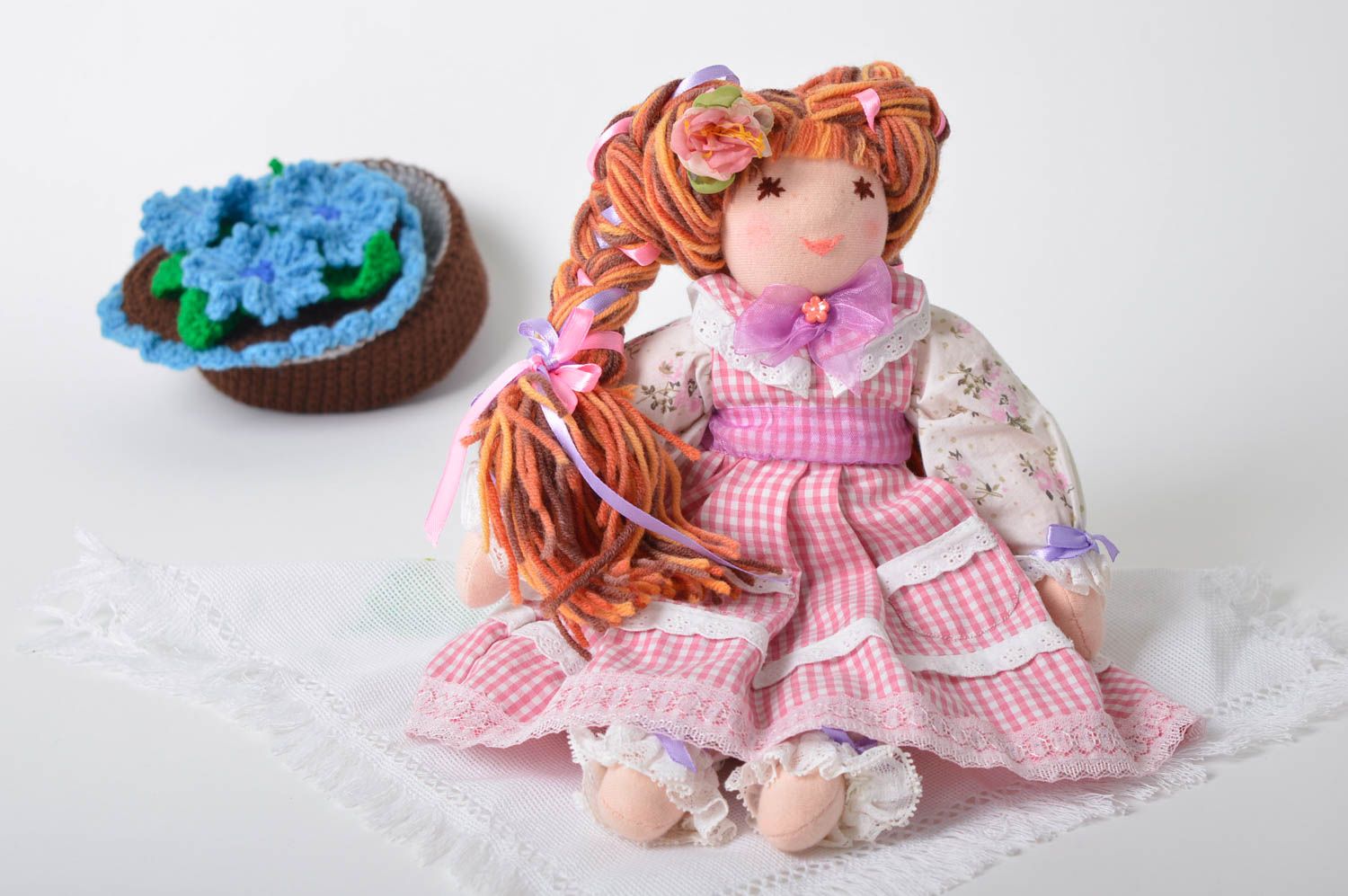 Handmade soft toy girl doll nursery decor kids gifts for decorative use only photo 1