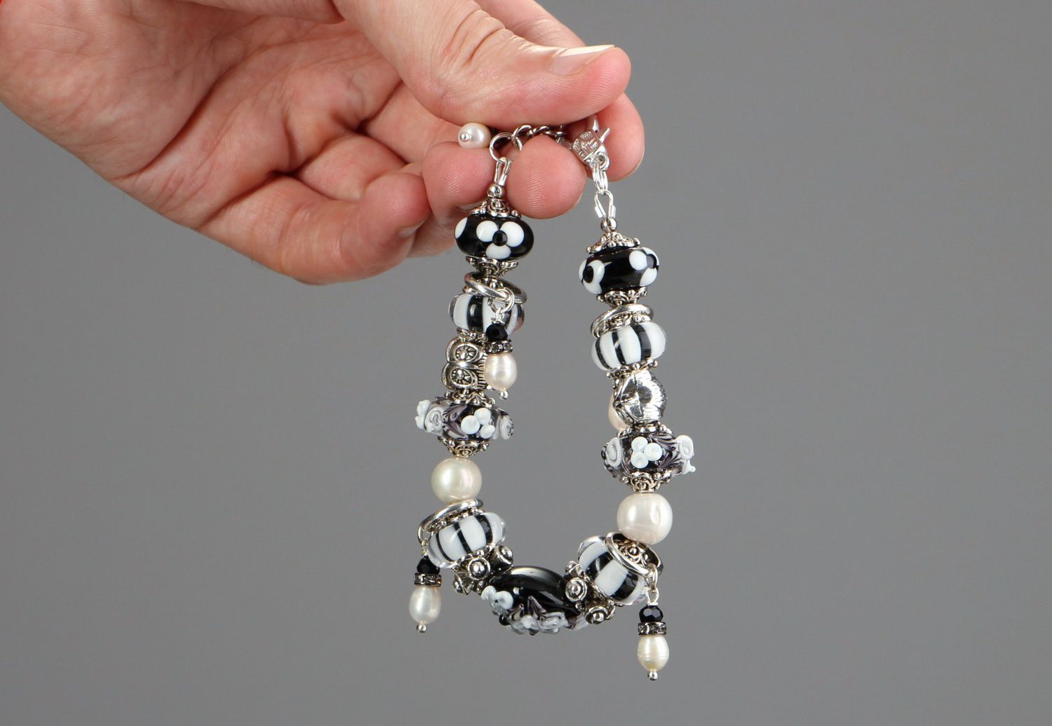 Bracelet de perles d'eau douce et de perles de verre Jardin d'Éden photo 5