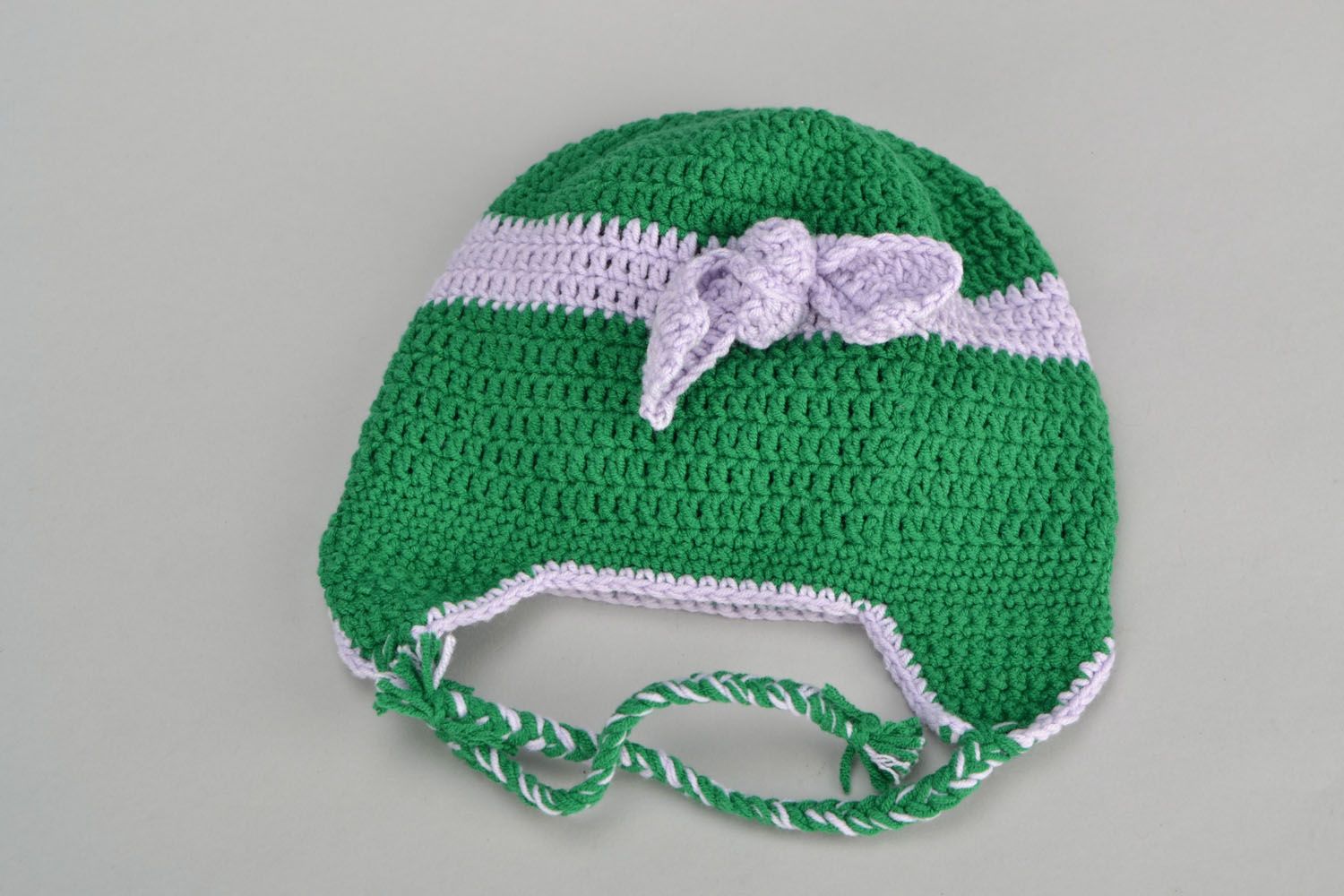 Зеленая шапка с ушками  фото 3