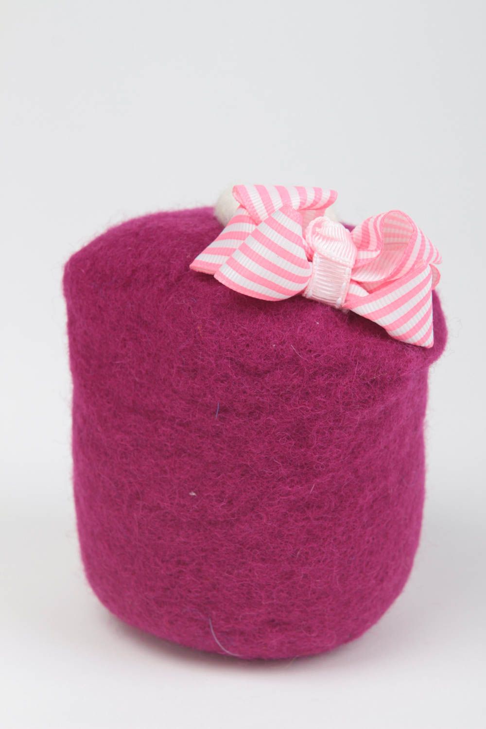 Boîte à bijoux rose faite main Doudou monstre en laine feutrée Cadeau pour fille photo 4