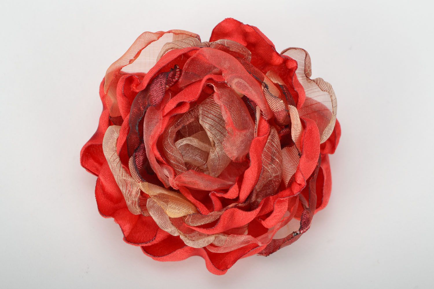 Red brooch-hairpin in the shape of flower photo 1