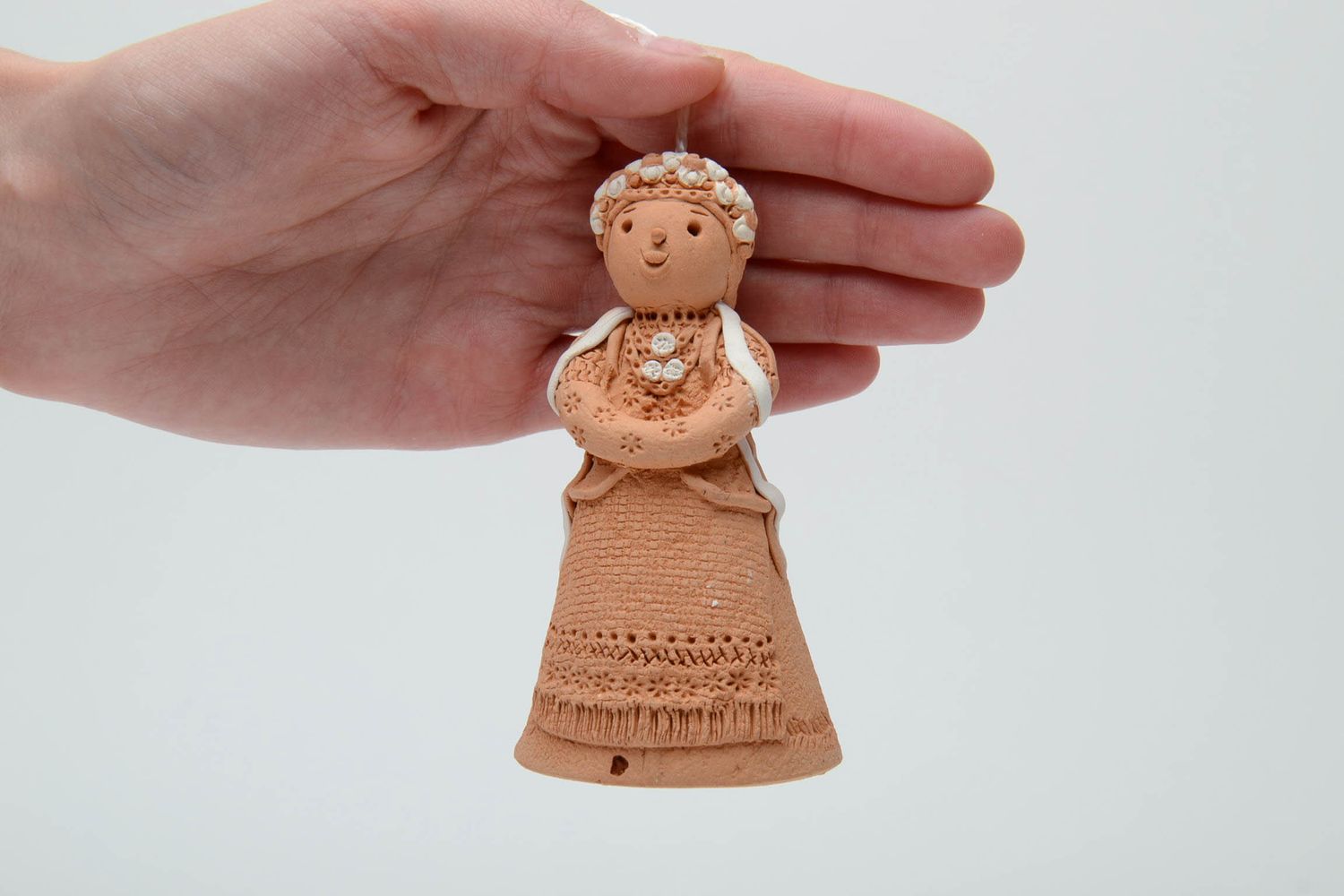 Handmade figured clay bell photo 5
